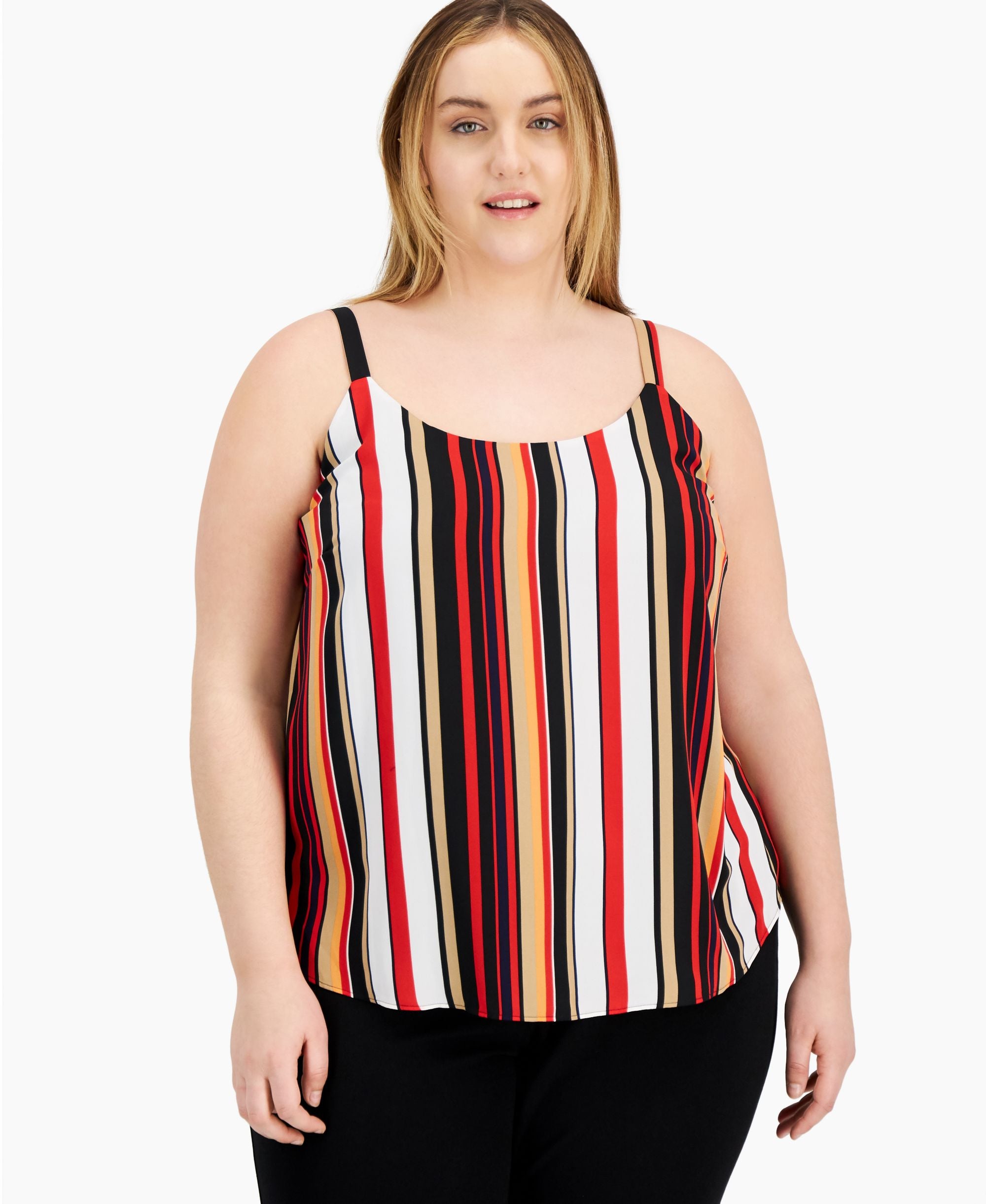 Anne Klein Plus Size Striped Chiffon Camisole