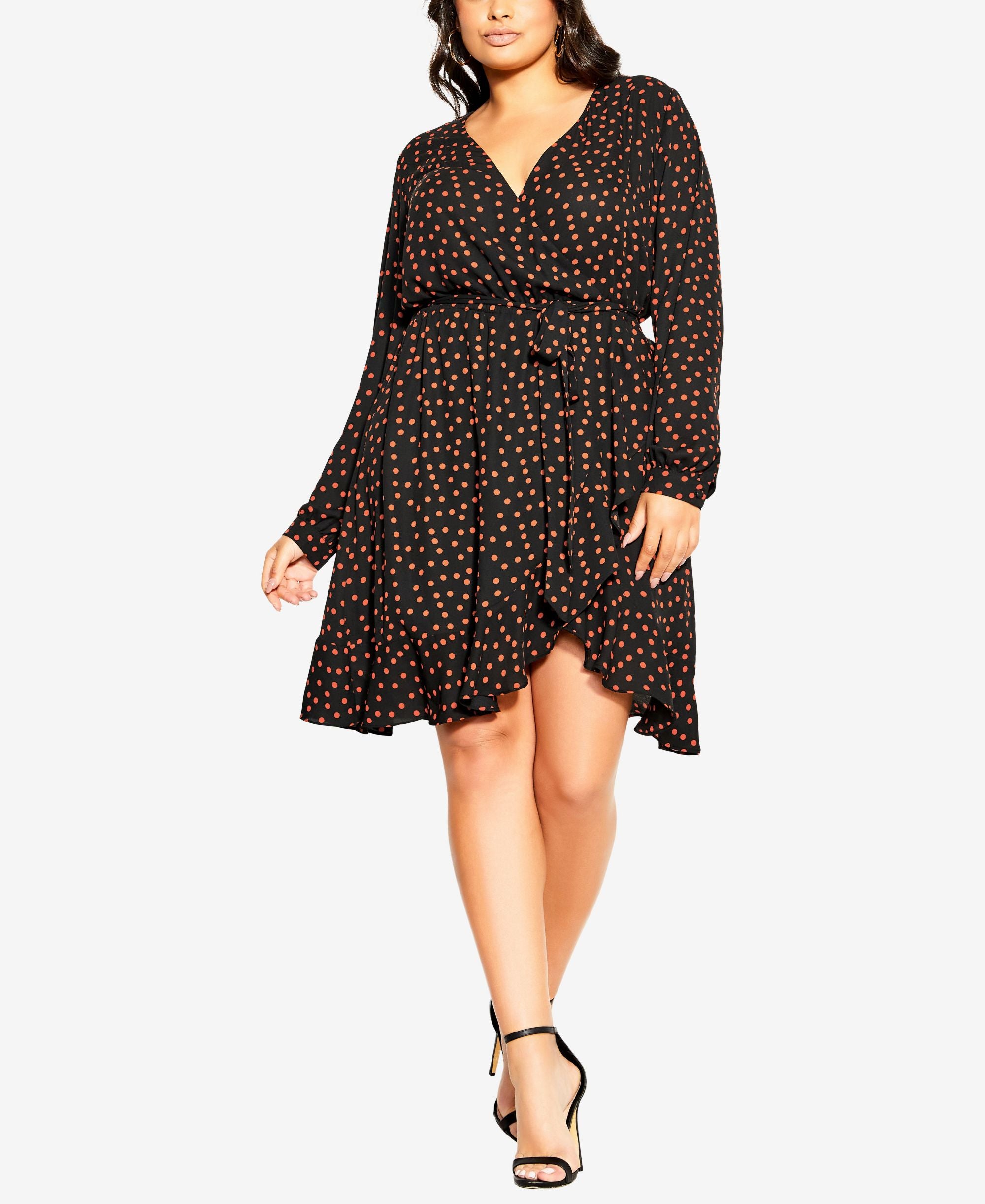 City Chic Amber Long Sleeve Faux Wrap Dress