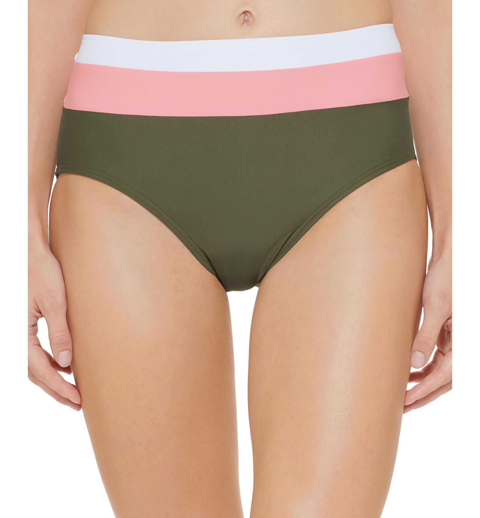 Colorblocked High-Waist Bikini Bottoms