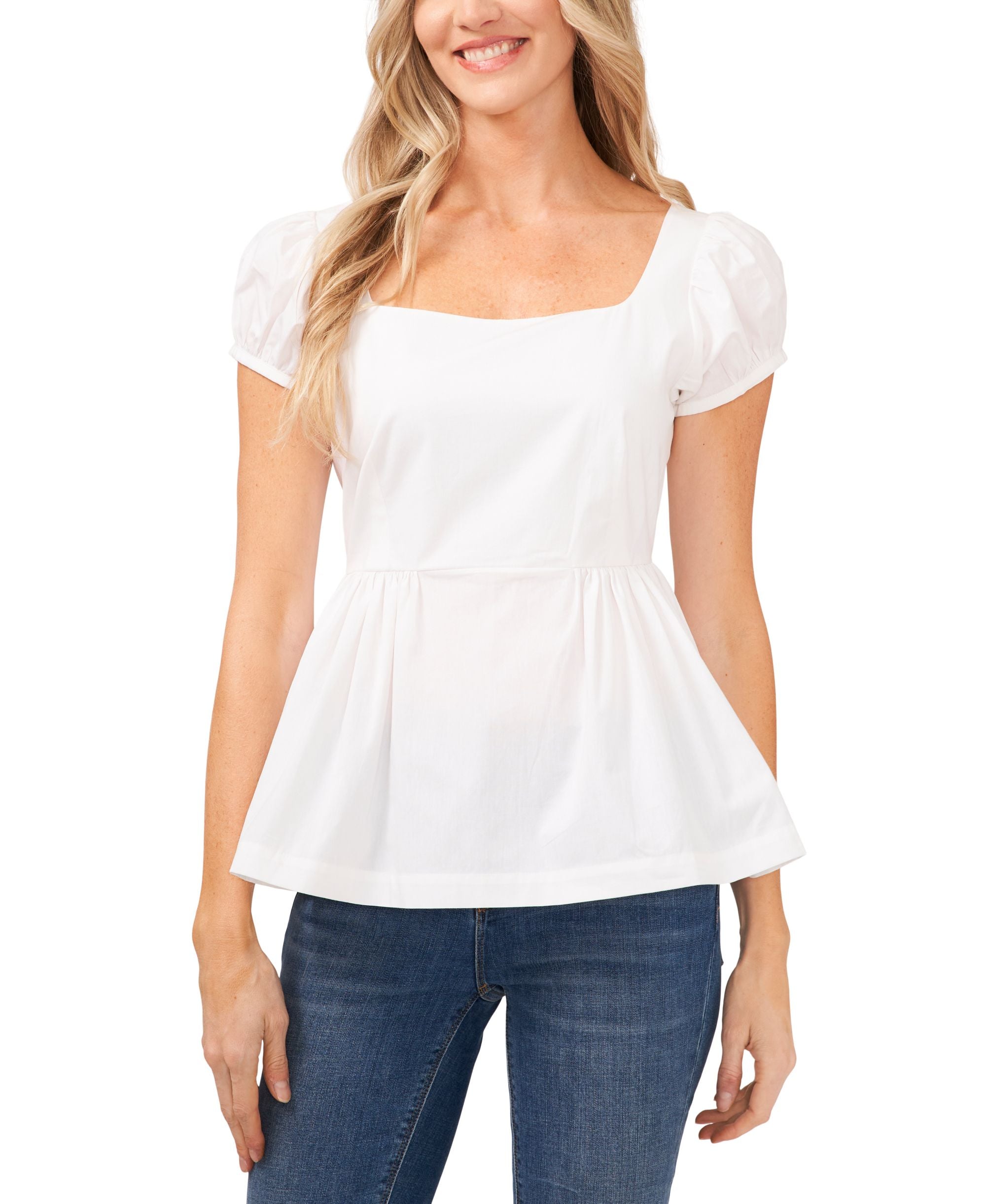 Cece Cotton Poplin Puff Sleeve Blouse