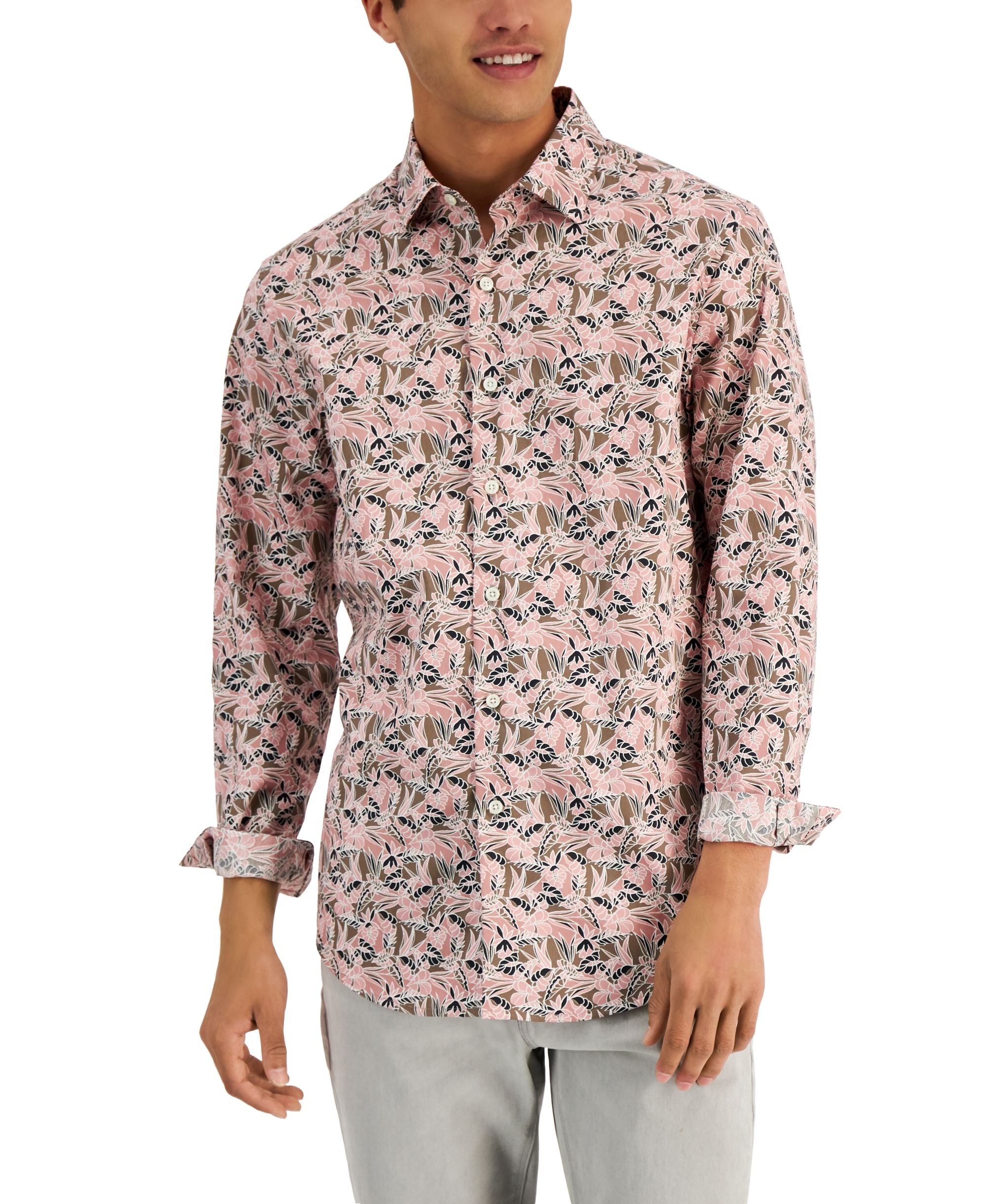 Alfani Mens Floral Print Shirt