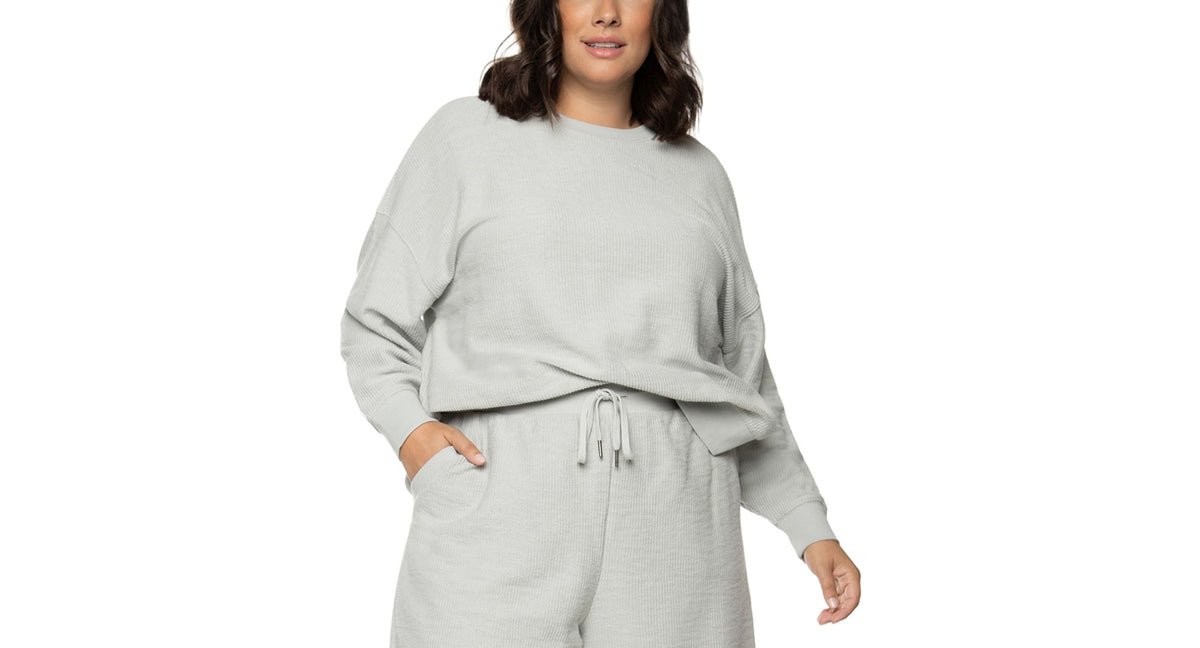 Black Tape Trendy Plus Size Cotton Ribbed Sweatshirt