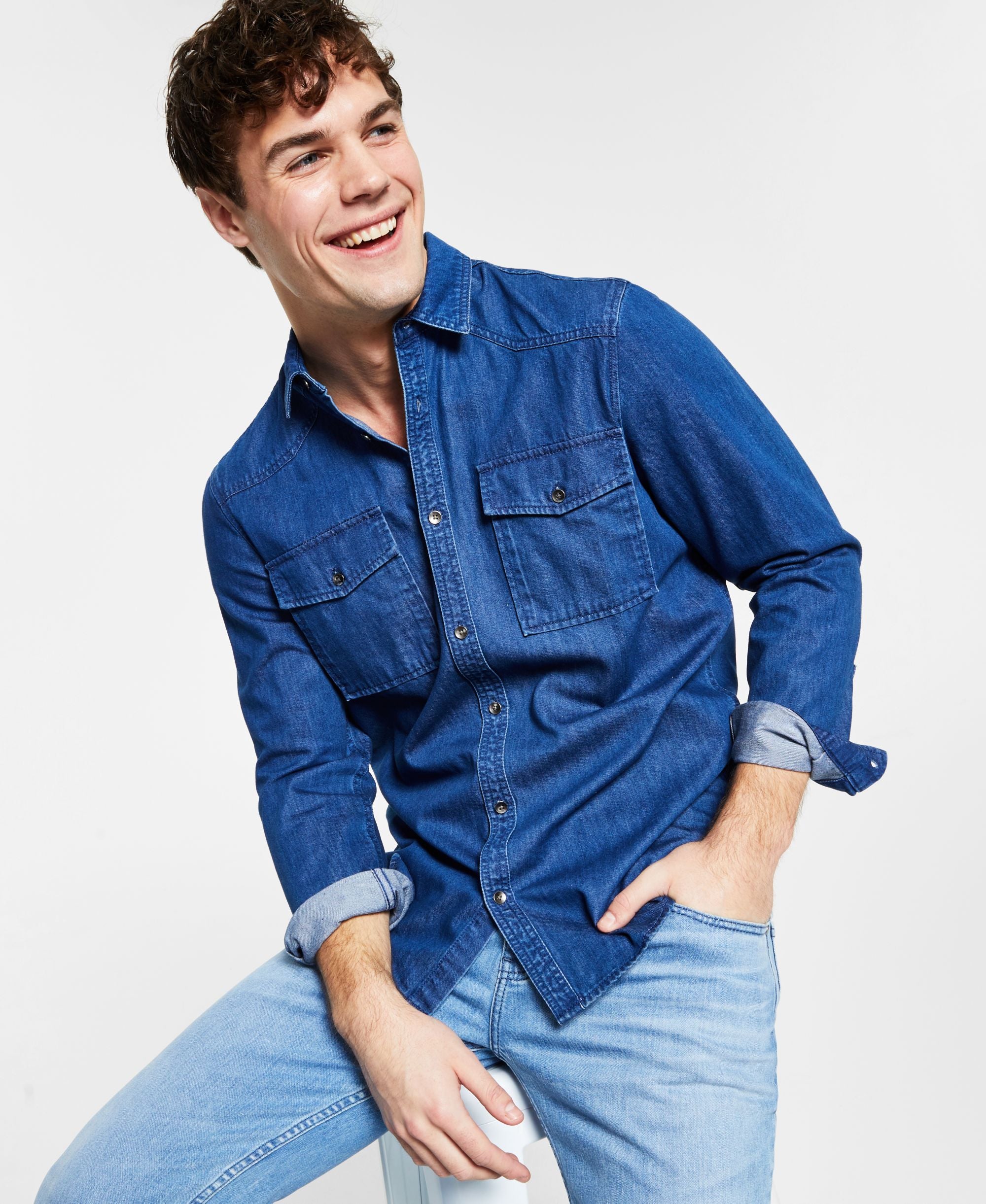 INC International Concepts Mens Denim Shirt