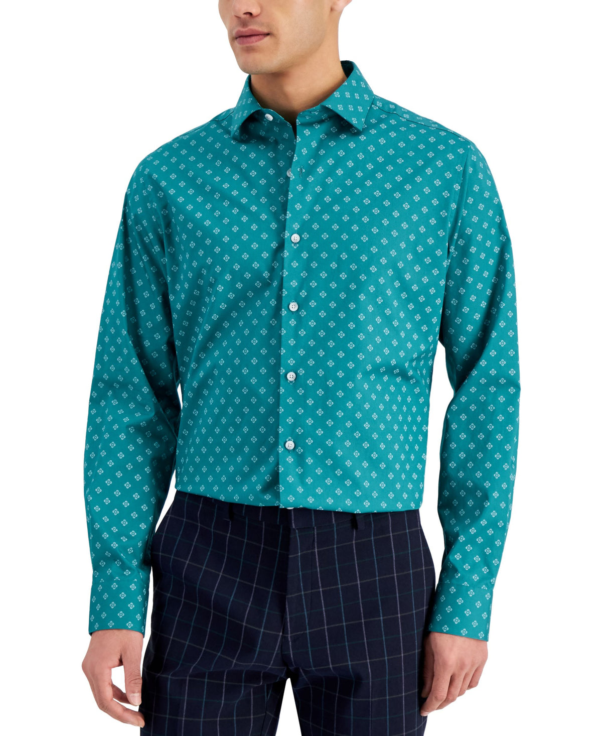 Bar III Mens Slim Fit Medallion Dress Shirt