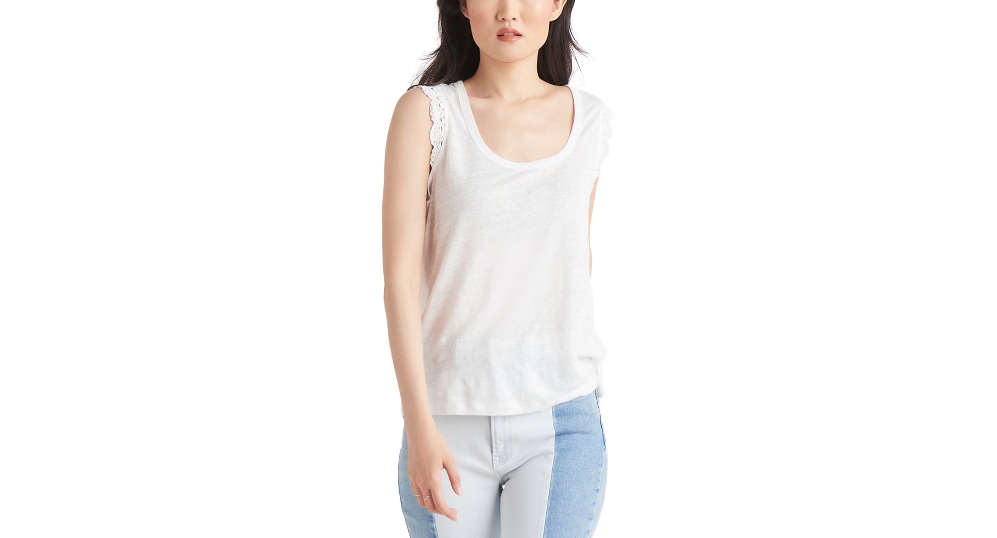 Black Tape Petite Crochet Trim Tank Top