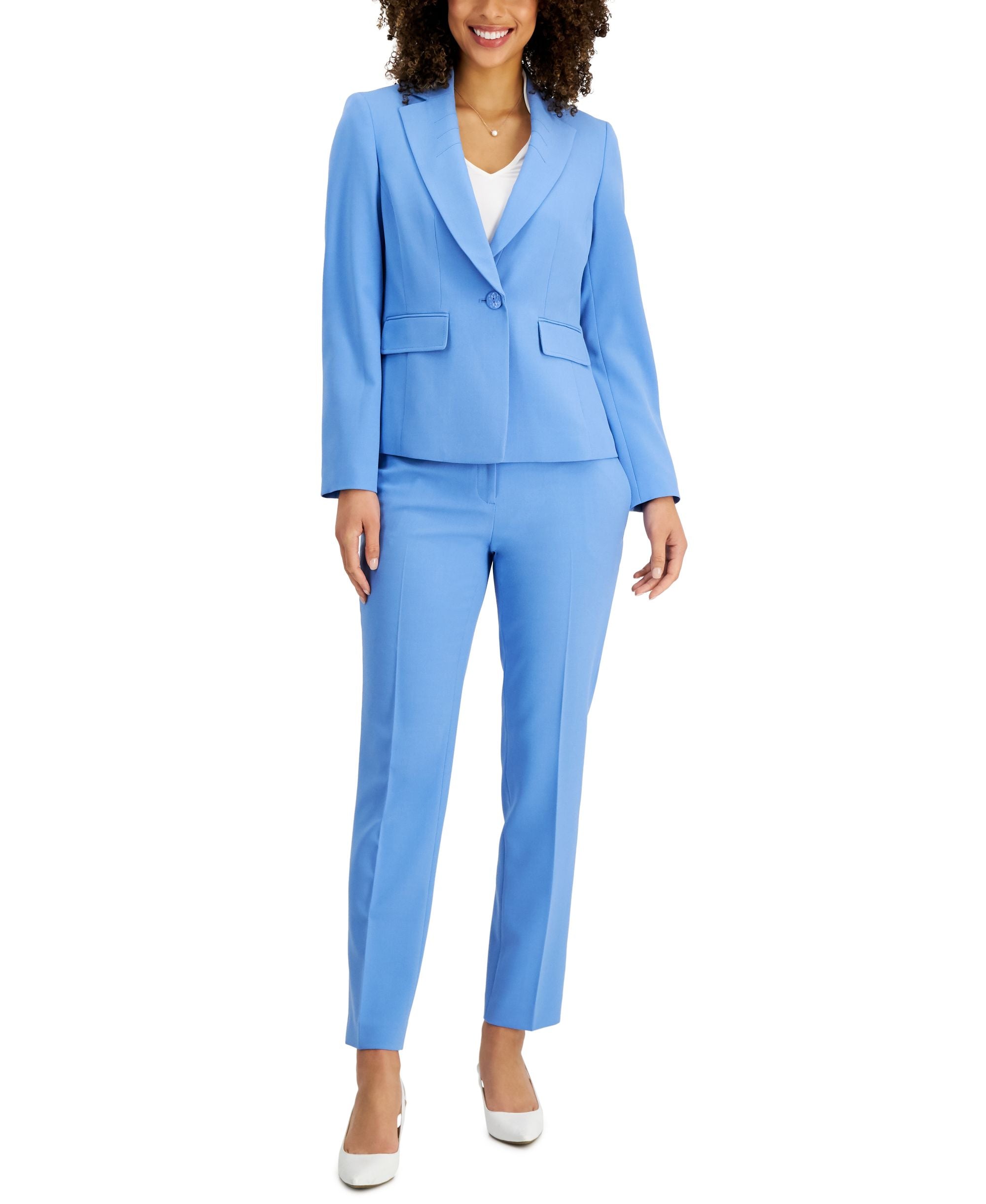 Le Suit Womens Slim Leg Ankle Pantsuit Sizes