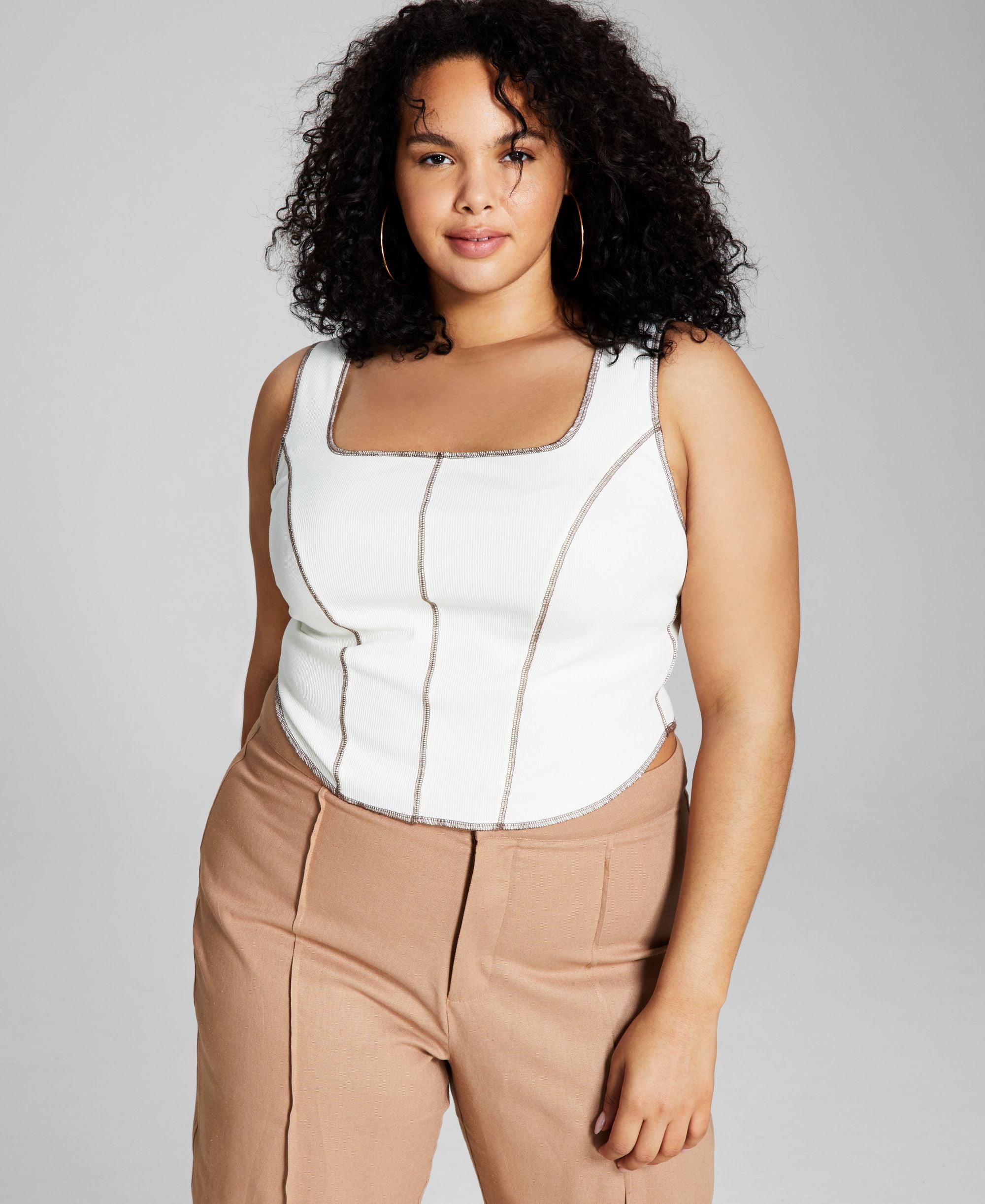 Now This Trendy Plus Size Seam Tank Top