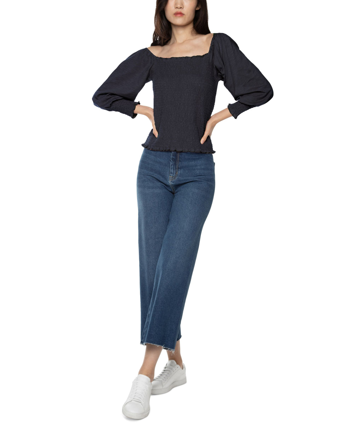 Black Tape Petite Smocked Top