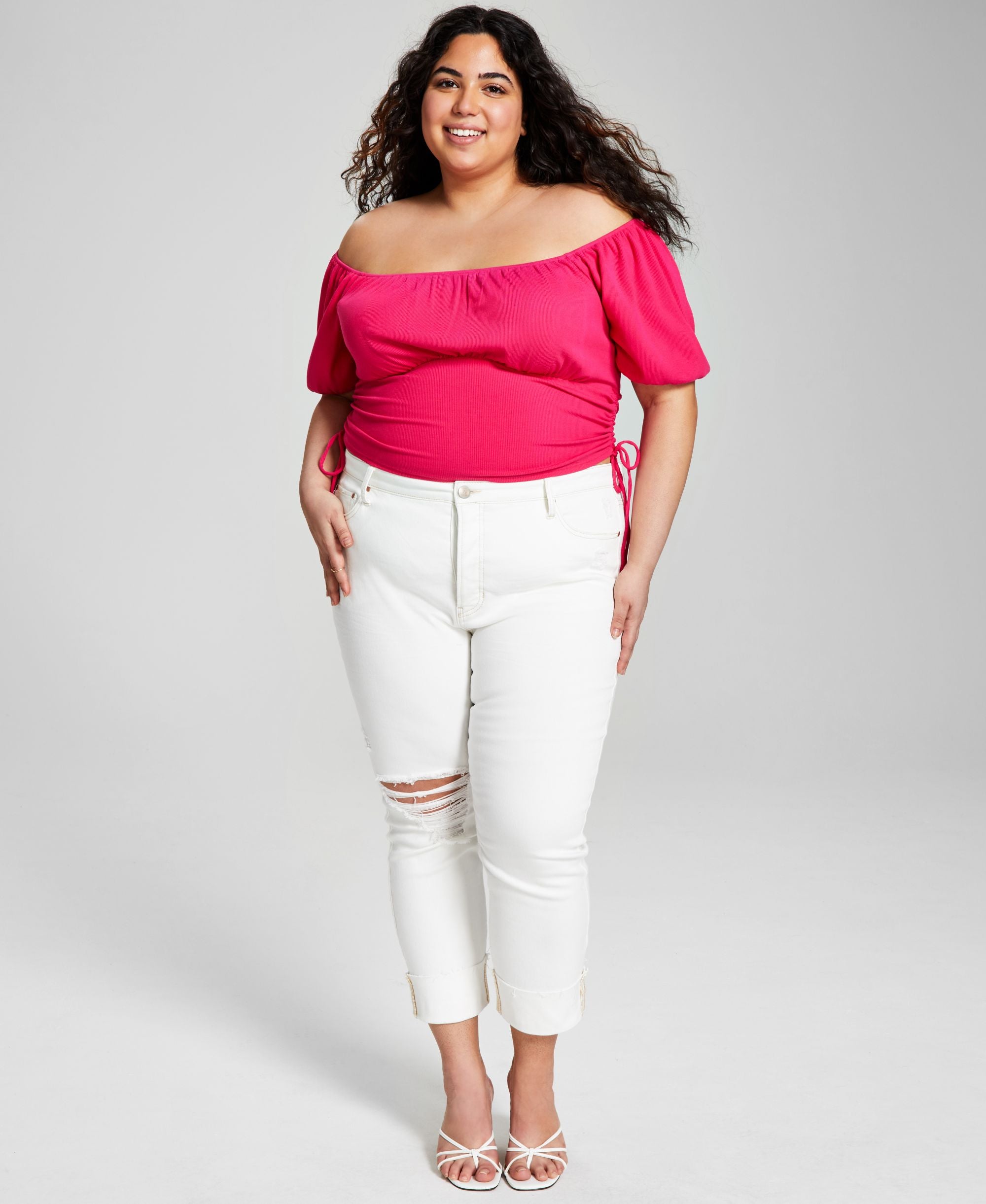 Now This Trendy Plus Size Puff Sleeve Ruched Top