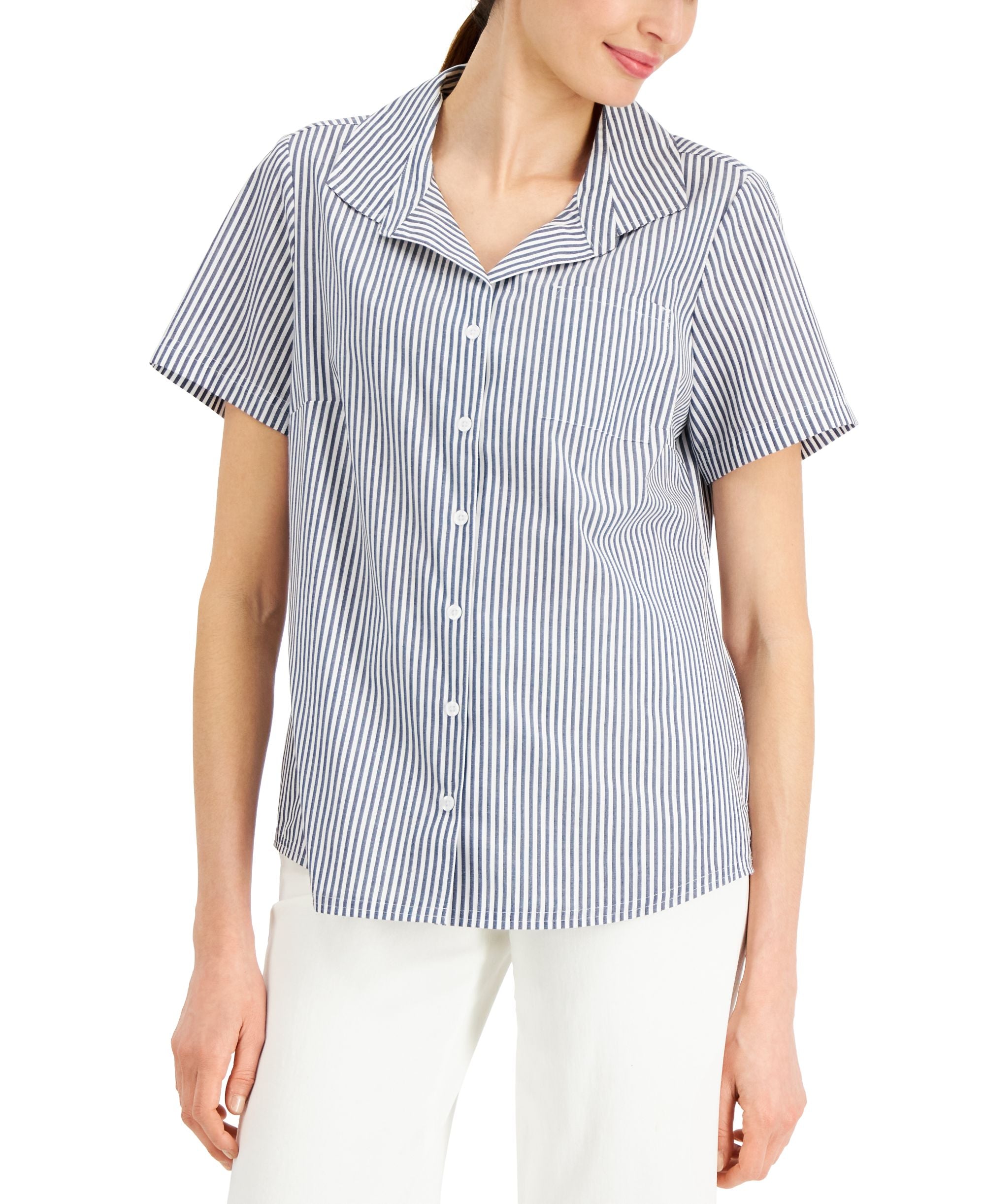 Karen Scott Striped Woven Shirt