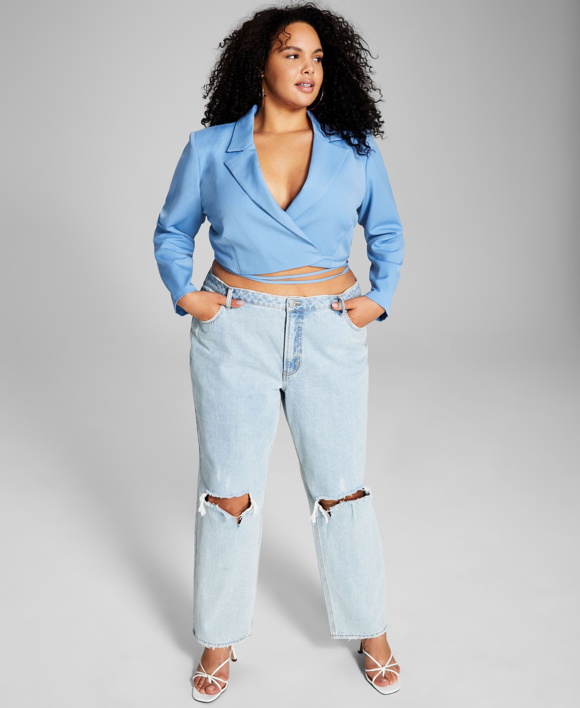Now This Trendy Plus Size Cropped Blazer