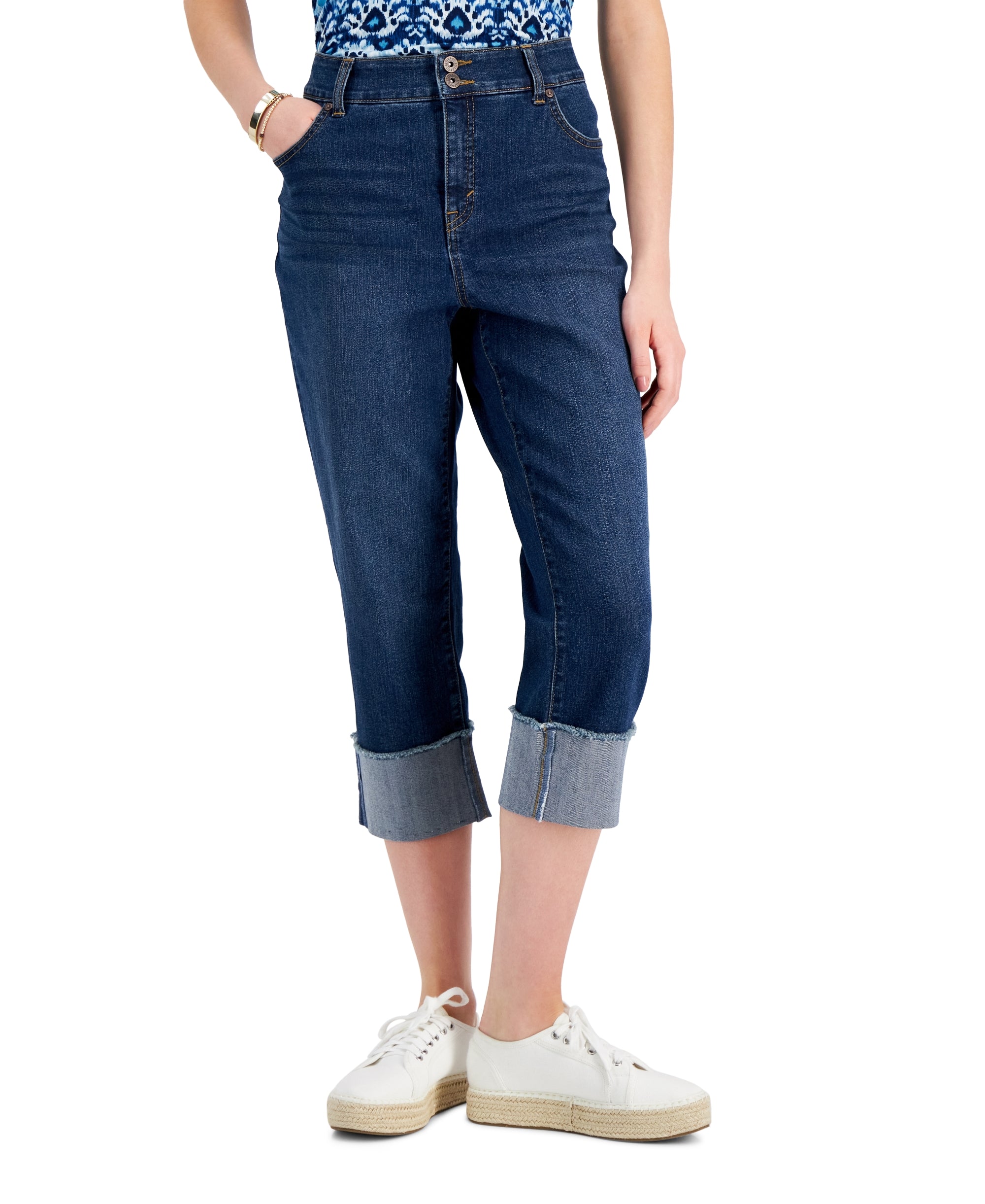 Women's High Cuffed Capri Jeans