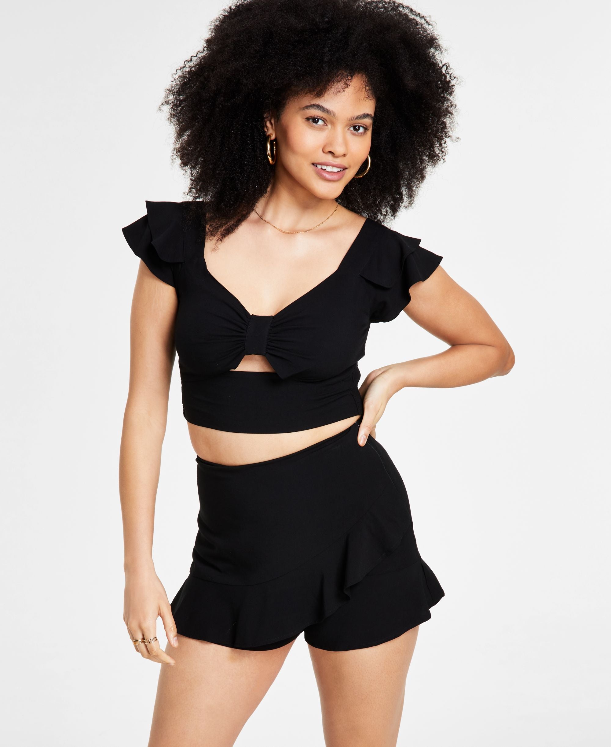 Bar III Womens Ruffled Skort