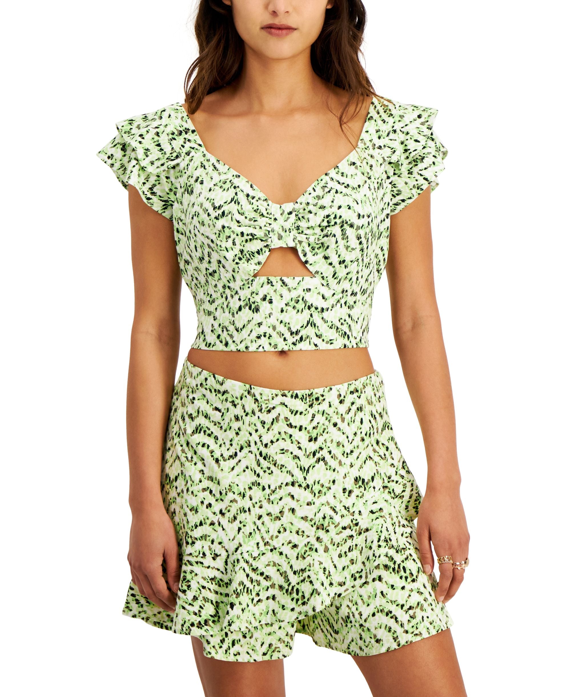 Bar III Womens Printed Sweetheart Crop Top