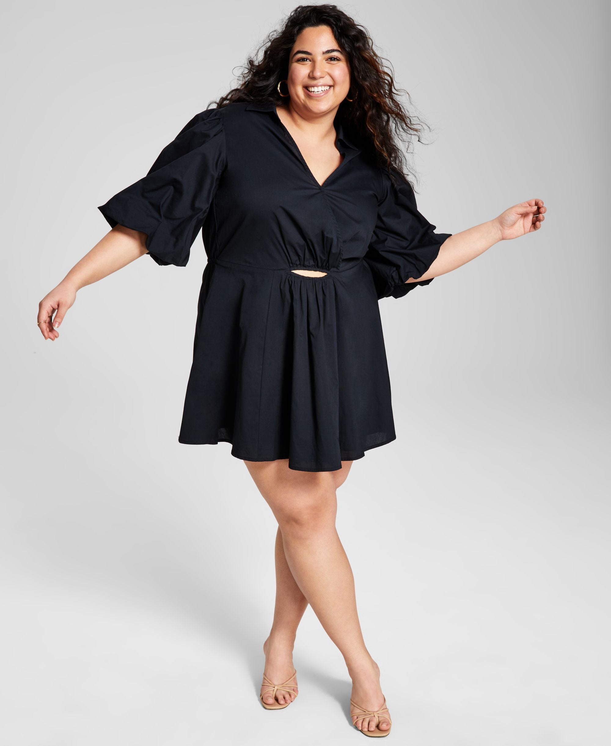 Now This Trendy Plus Size Cutout Poplin Dress