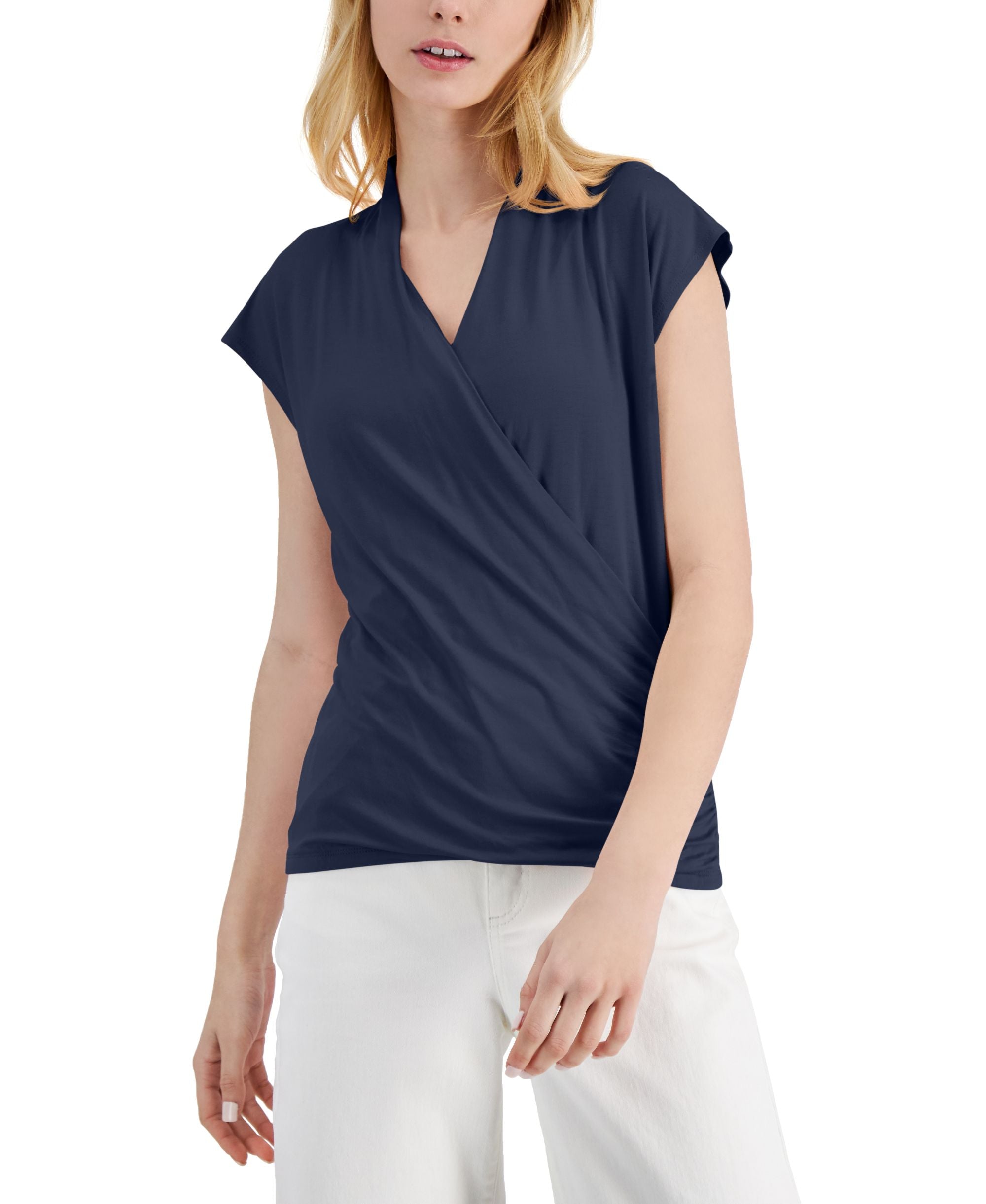 INC International Concepts Surplice V Neck Top