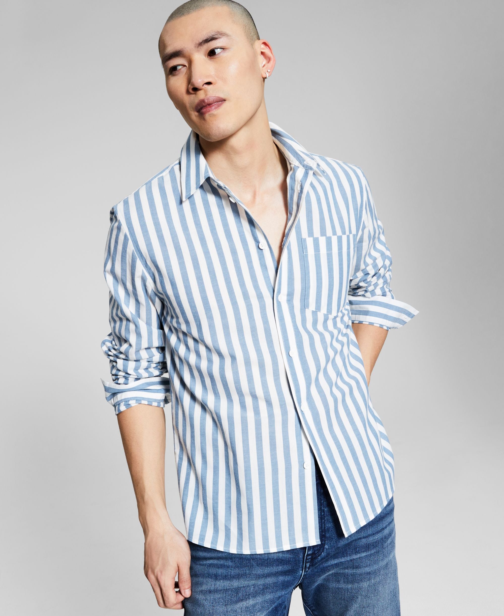 And Now This Men's Striped Long-Sleeve Shirt