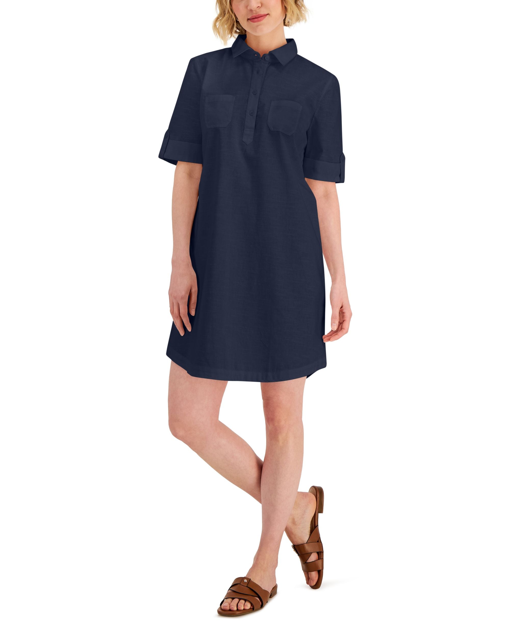 Karen Scott Petite Cotton Shirtdress
