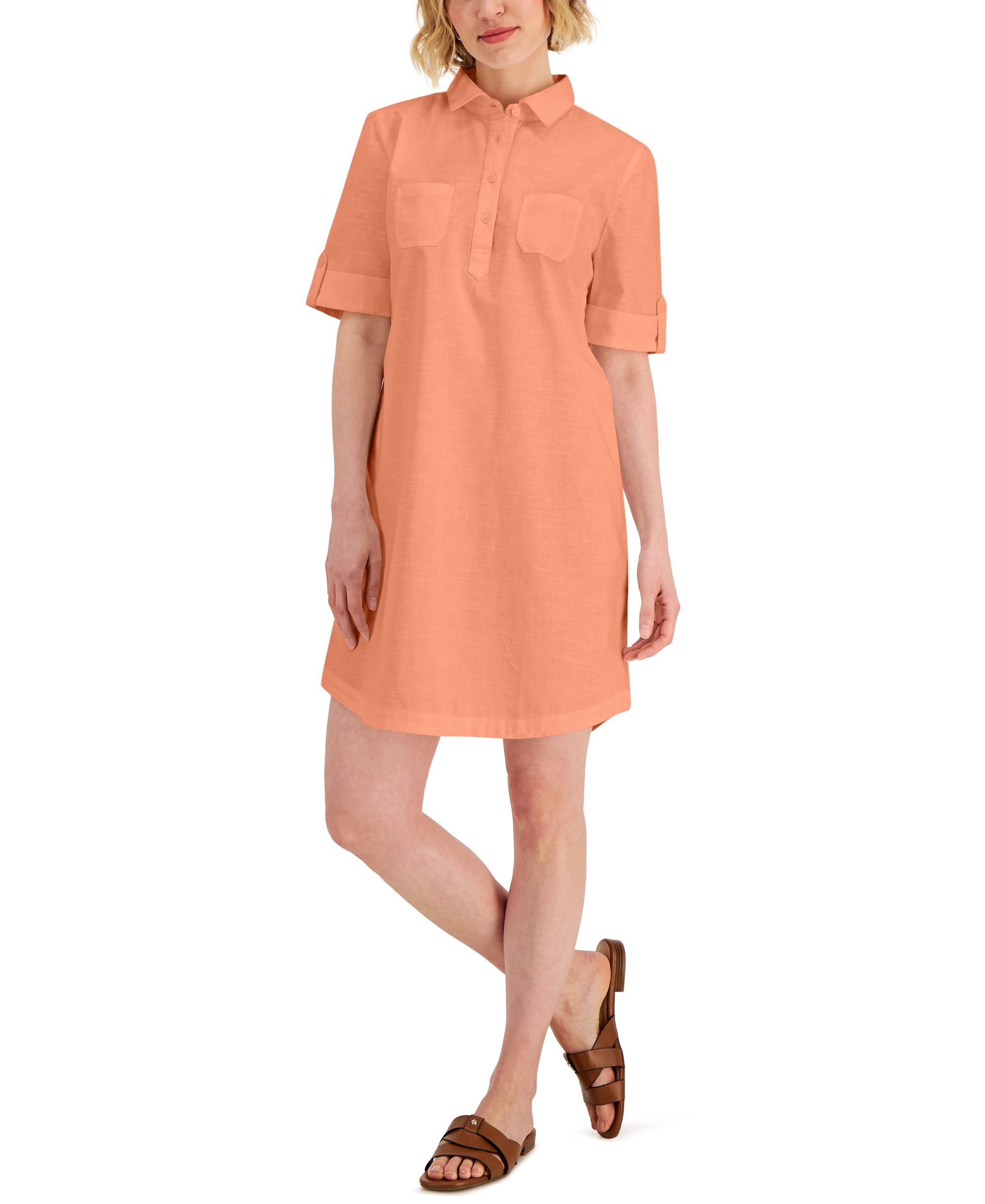 Karen Scott Petite Cotton Shirtdress