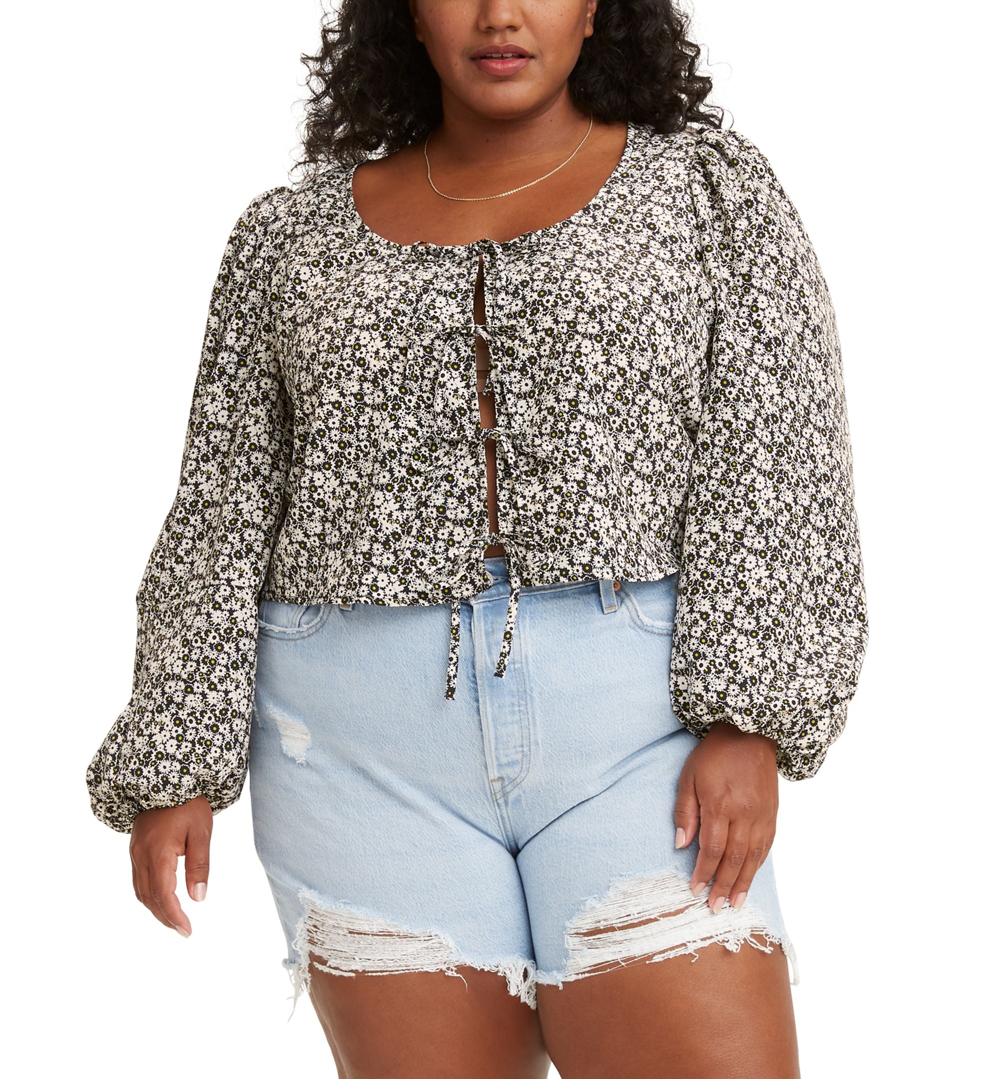 Levis Trendy Plus Size Embry Tie Blouse