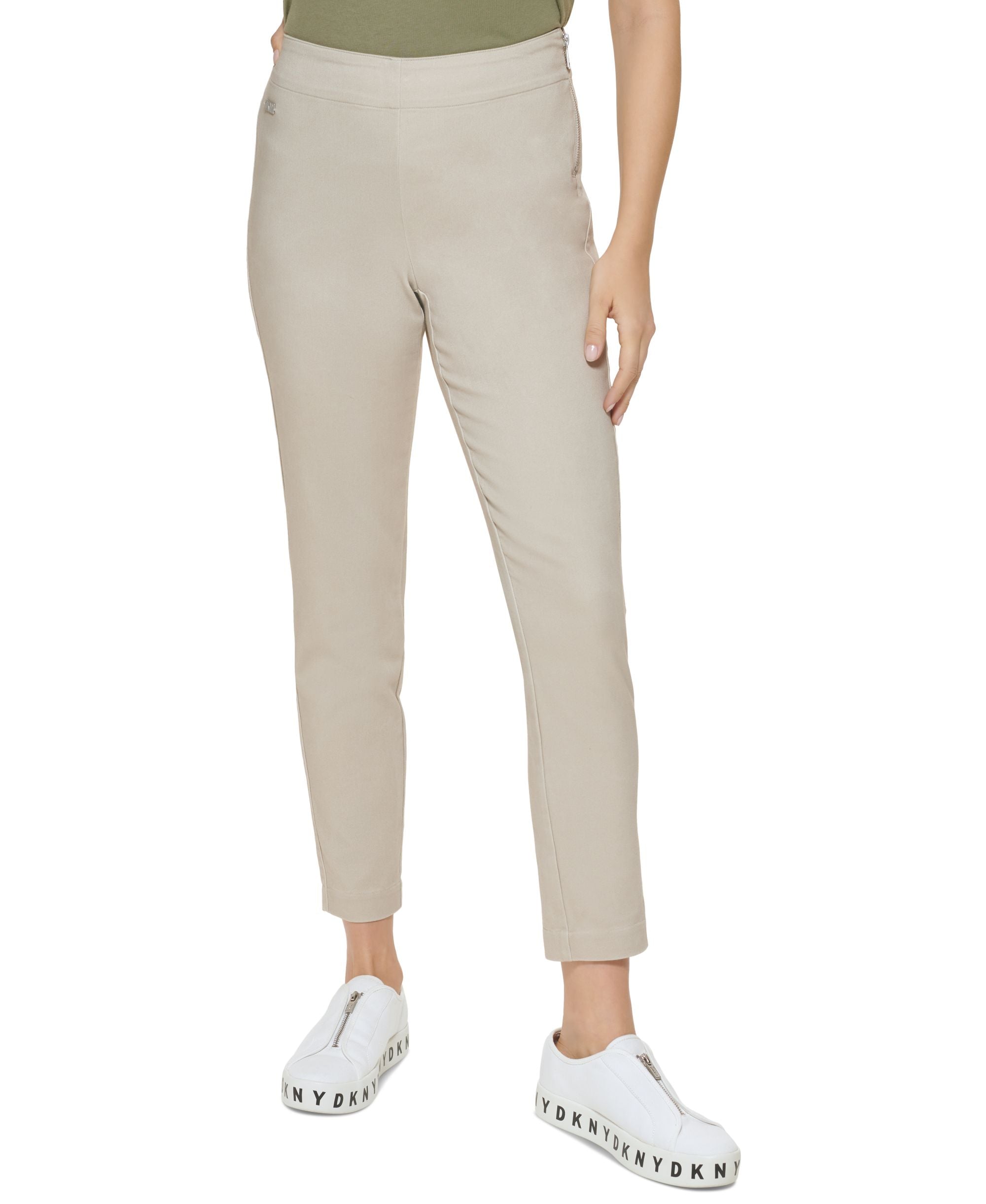 DKNY Twill Side Zip Ankle Pants