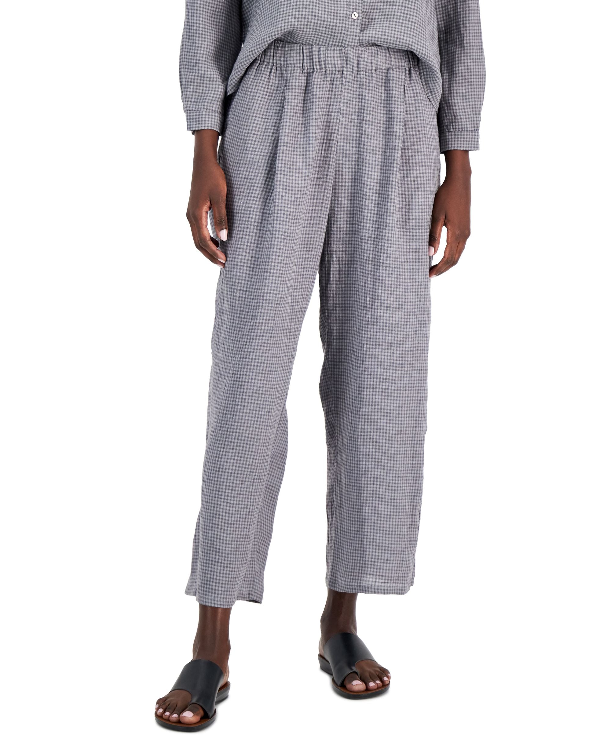 Eileen Fisher Organic Linen Straight Leg Ankle Pull On Pants