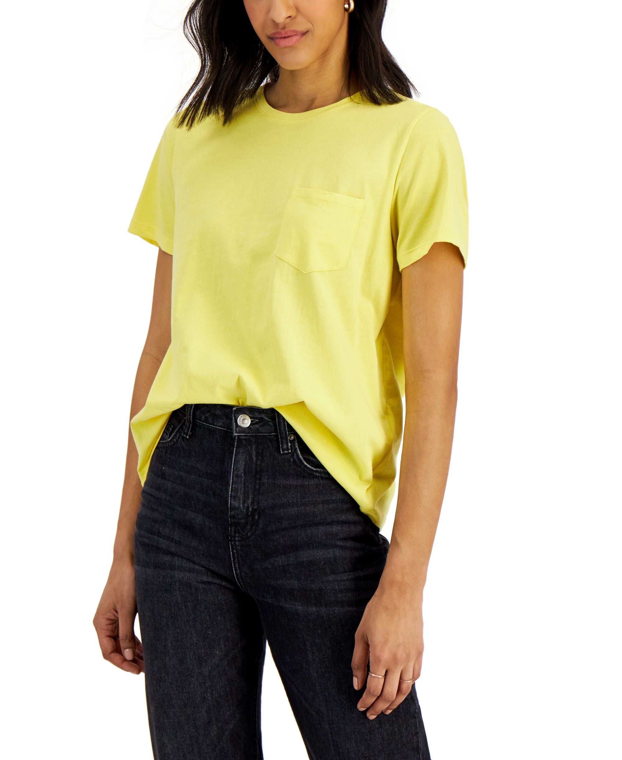 Style & Co Womens Cotton Pocket T-Shirt