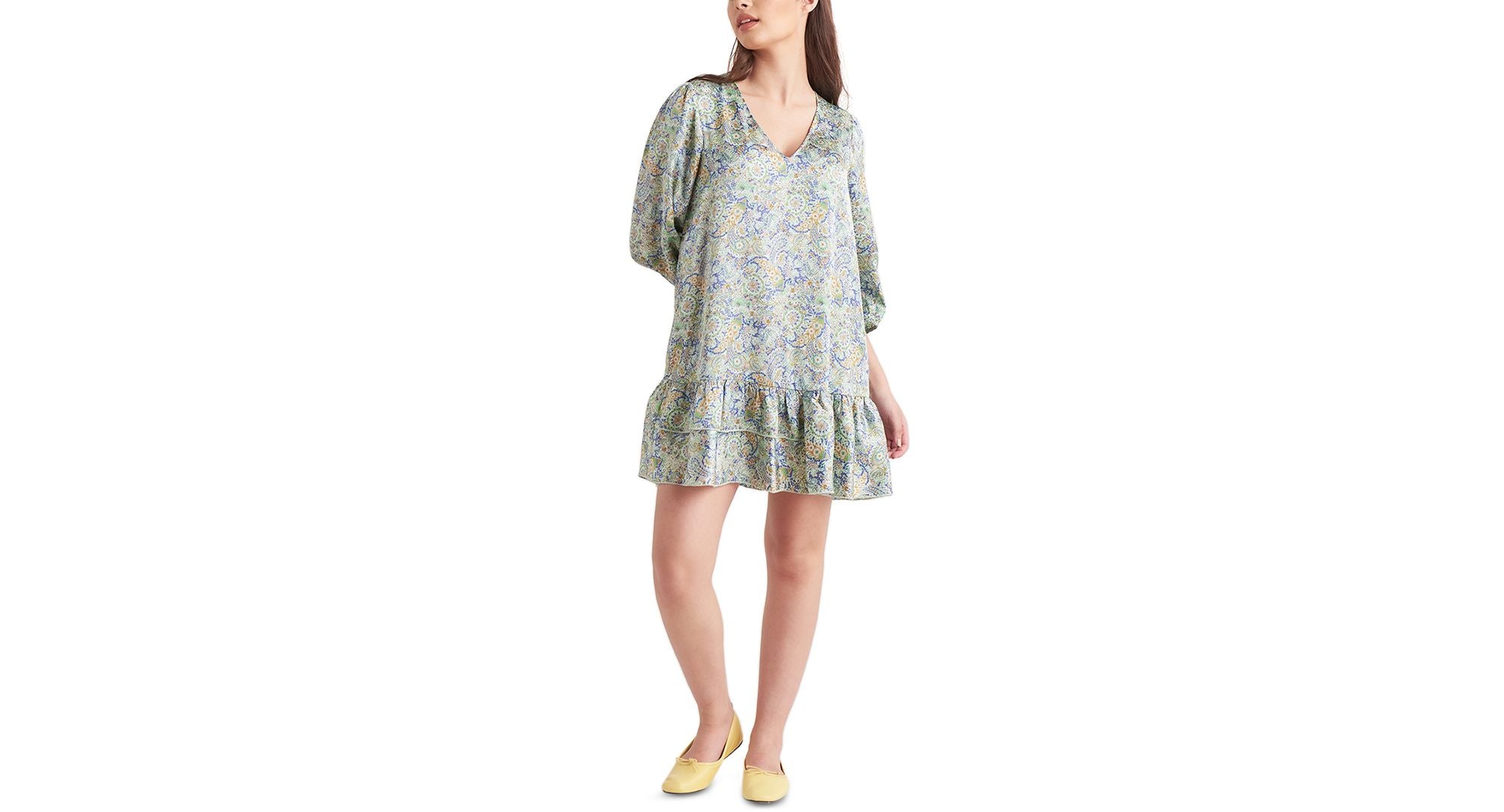 Black Tape Ruffled Hem Mini Dress