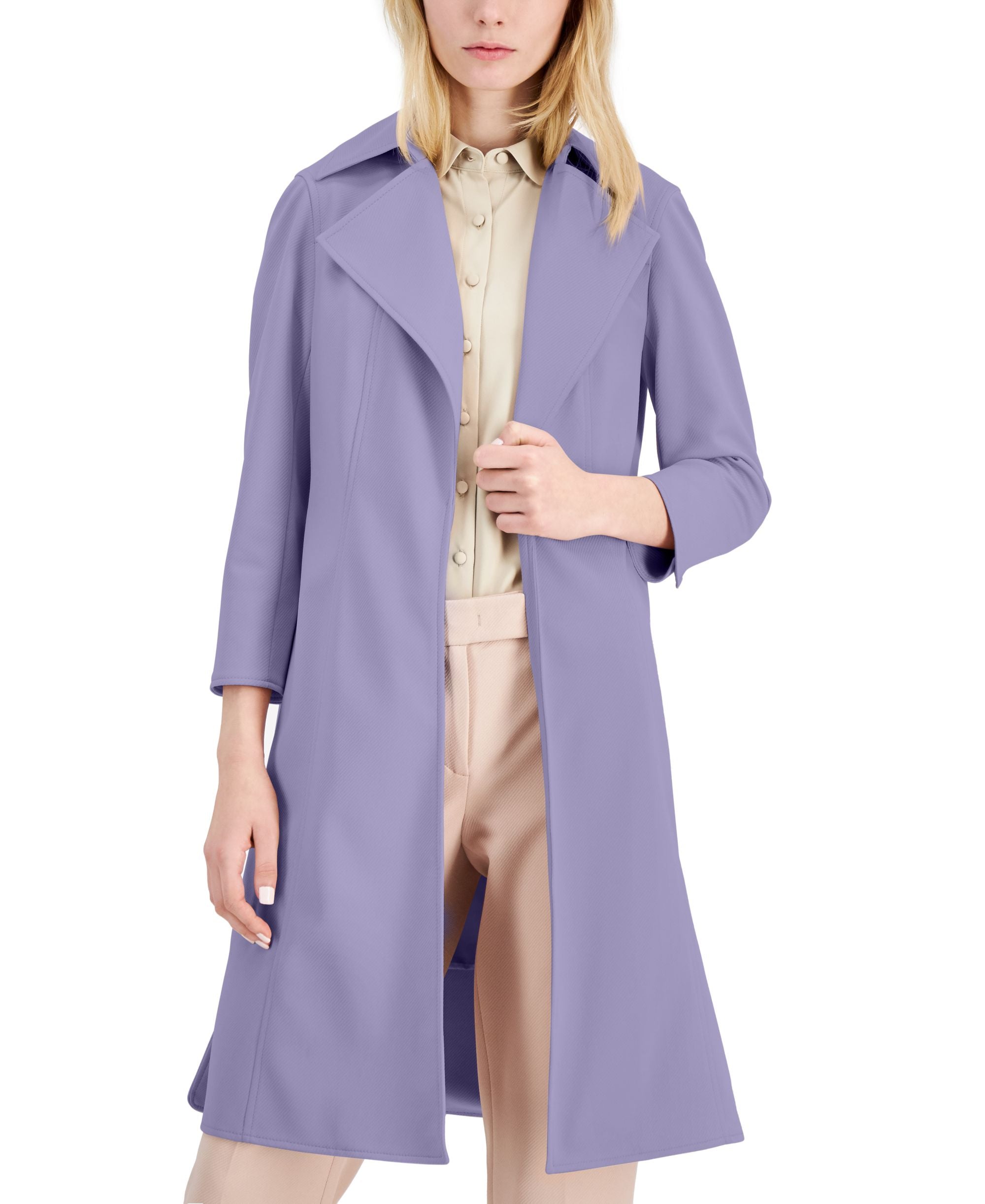 Anne Klein Wide Collar Twill Jacket