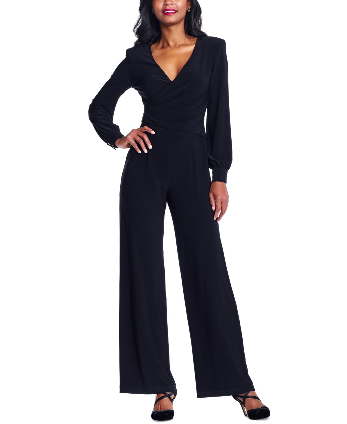 Adrianna Papell V Neck Wrap Style Jumpsuit
