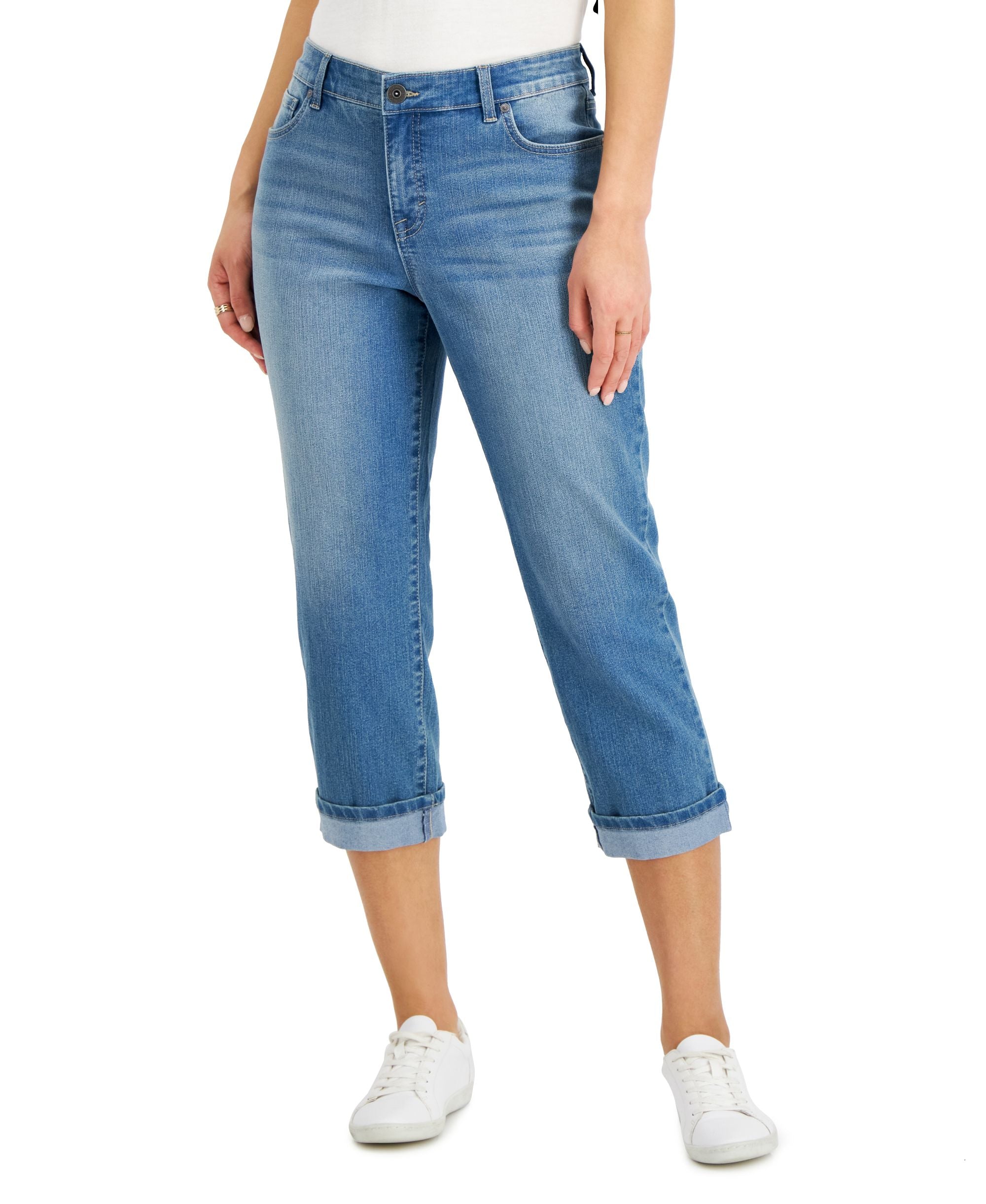 Curvy Cuffed Capri Jeans