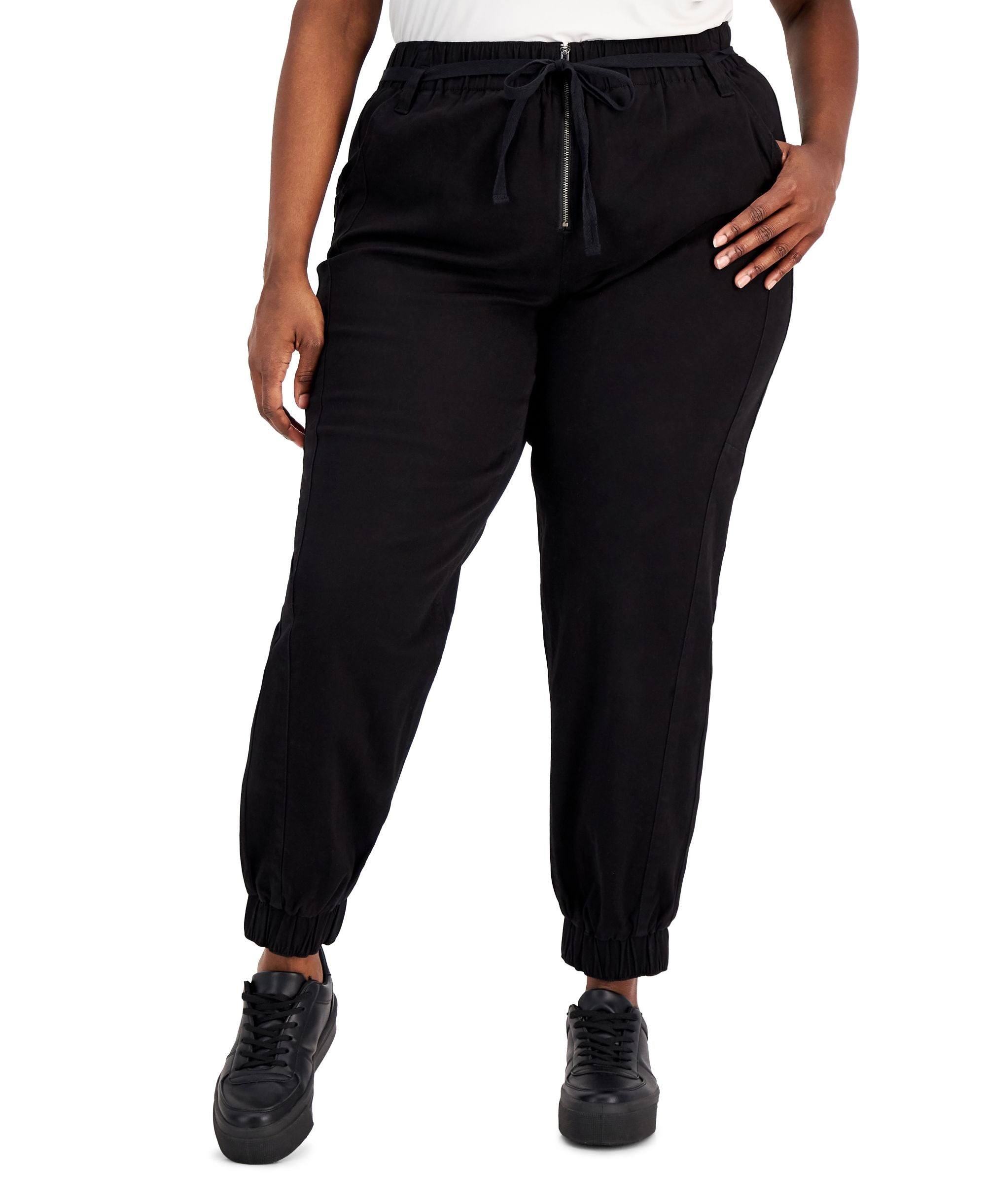 Tinseltown Trendy Plus Size Zip-Front Jogger Pants