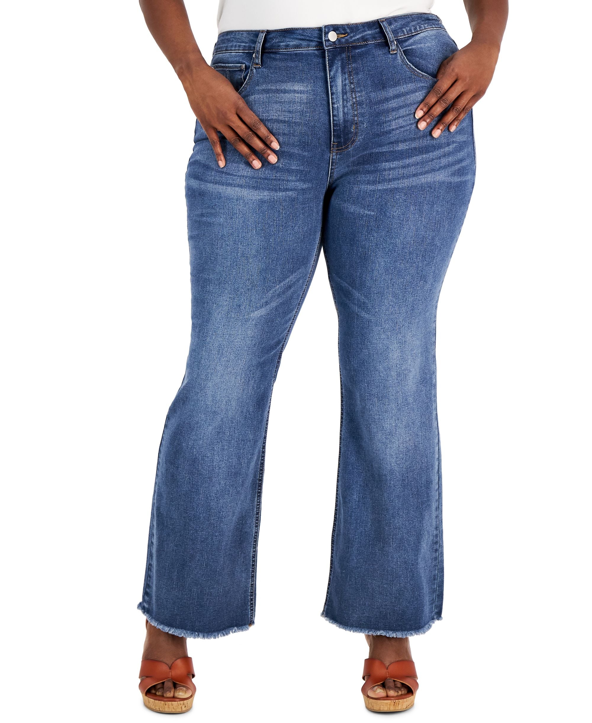Tinseltown Trendy Plus Size High Rise Flared Leg Jeans