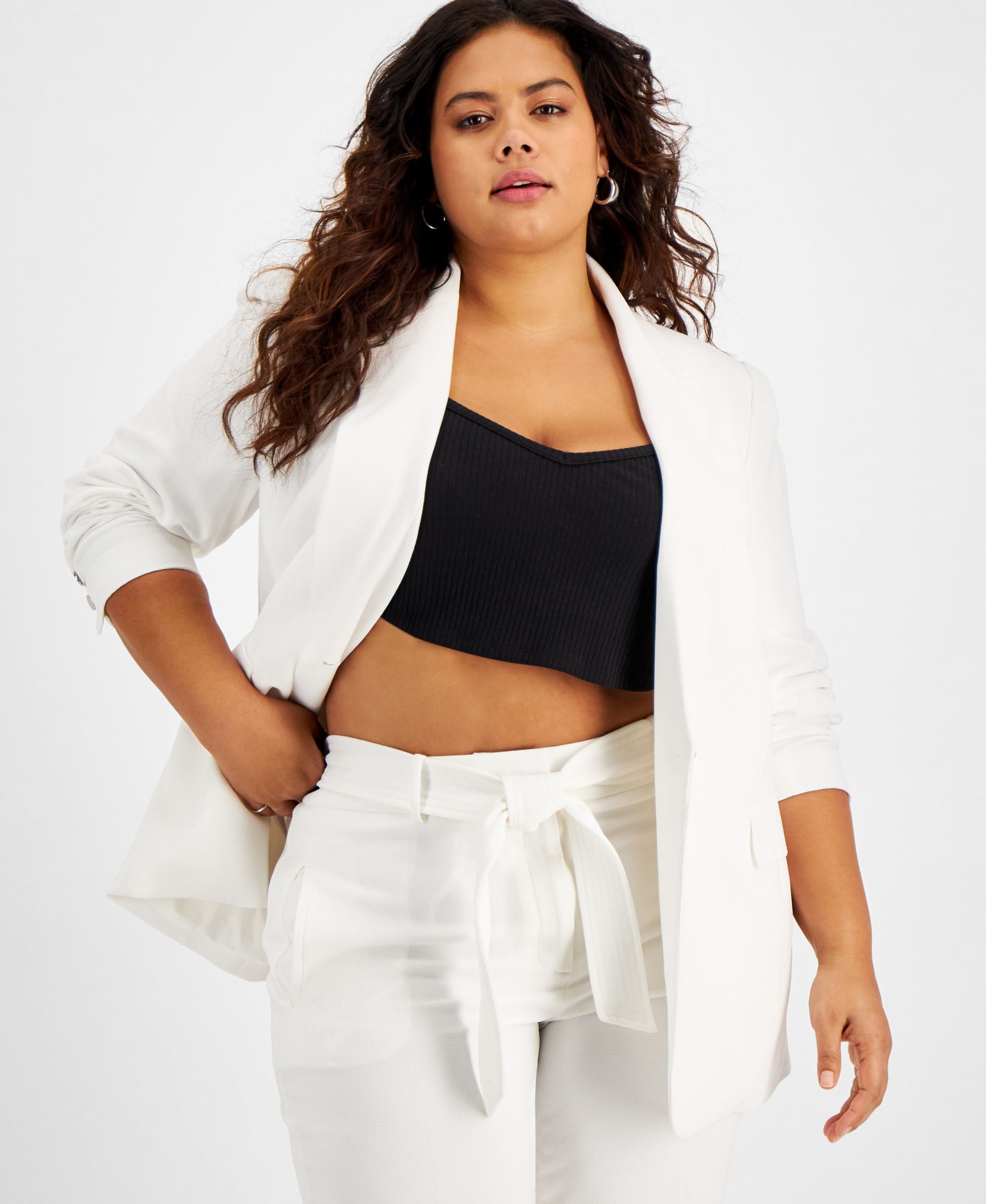 Bar III Plus Size Single Button Jacket