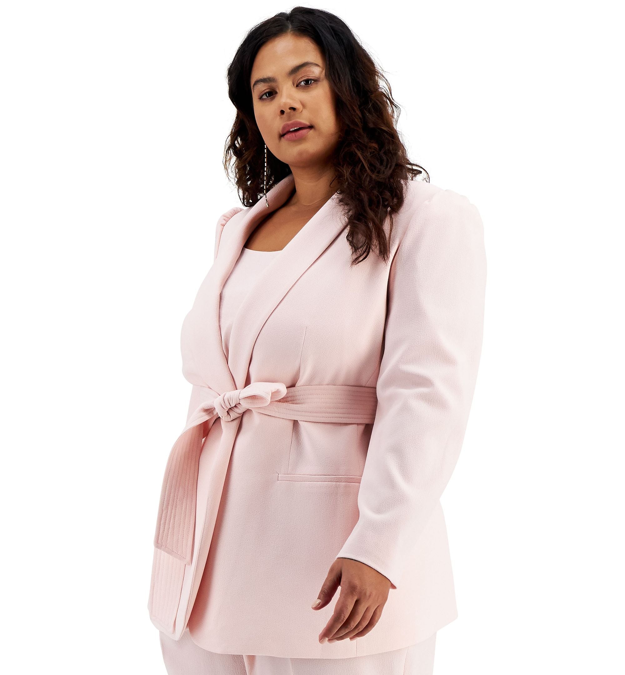 Bar III Plus Size Belted Shawl Collar Jacket