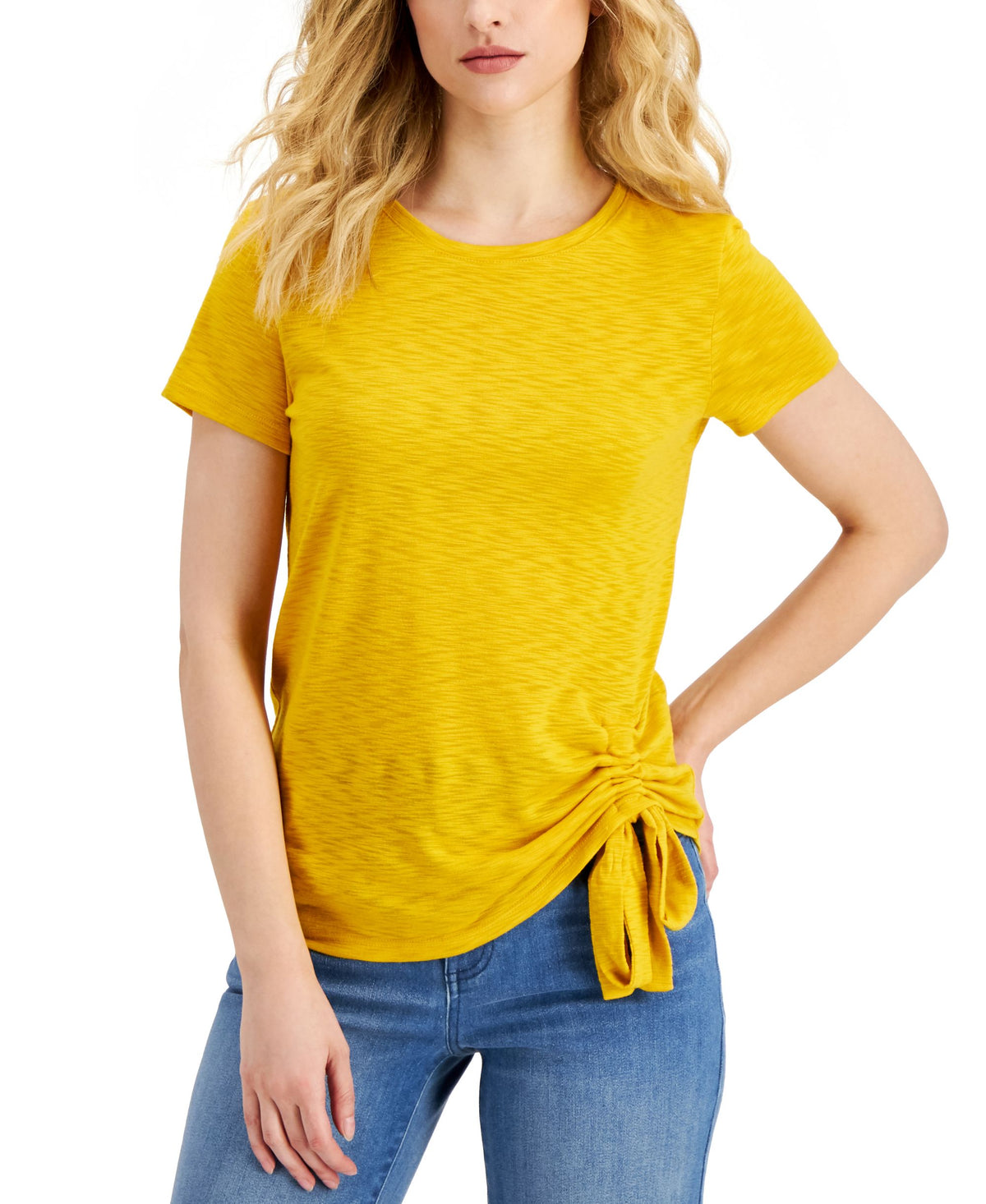 INC International Concepts Petite Side Ruched T-Shirt