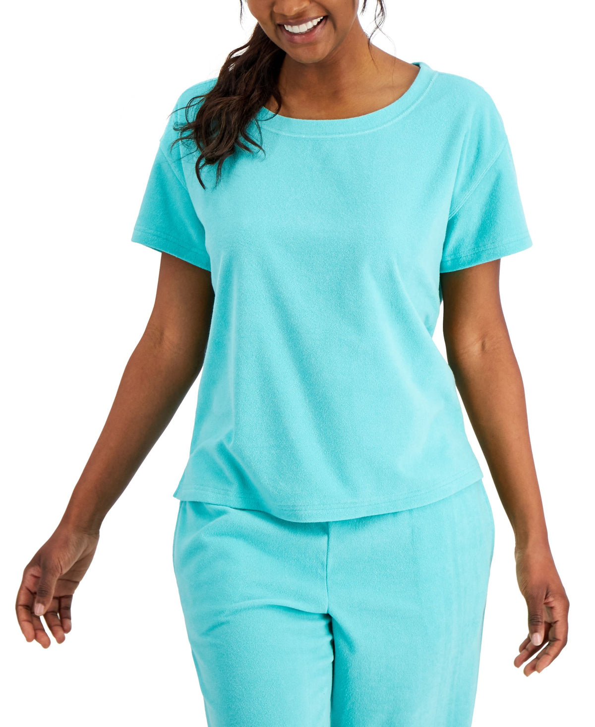 Jenni Womens Terry Cloth Crewneck Top
