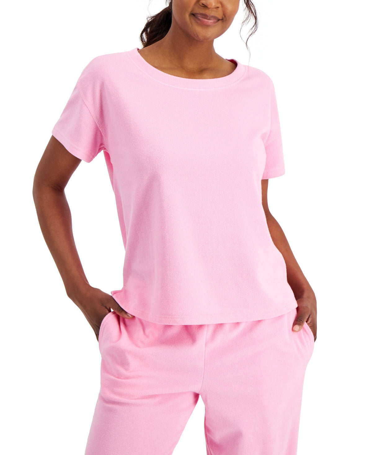 Jenni Womens Terry Cloth Crewneck Top