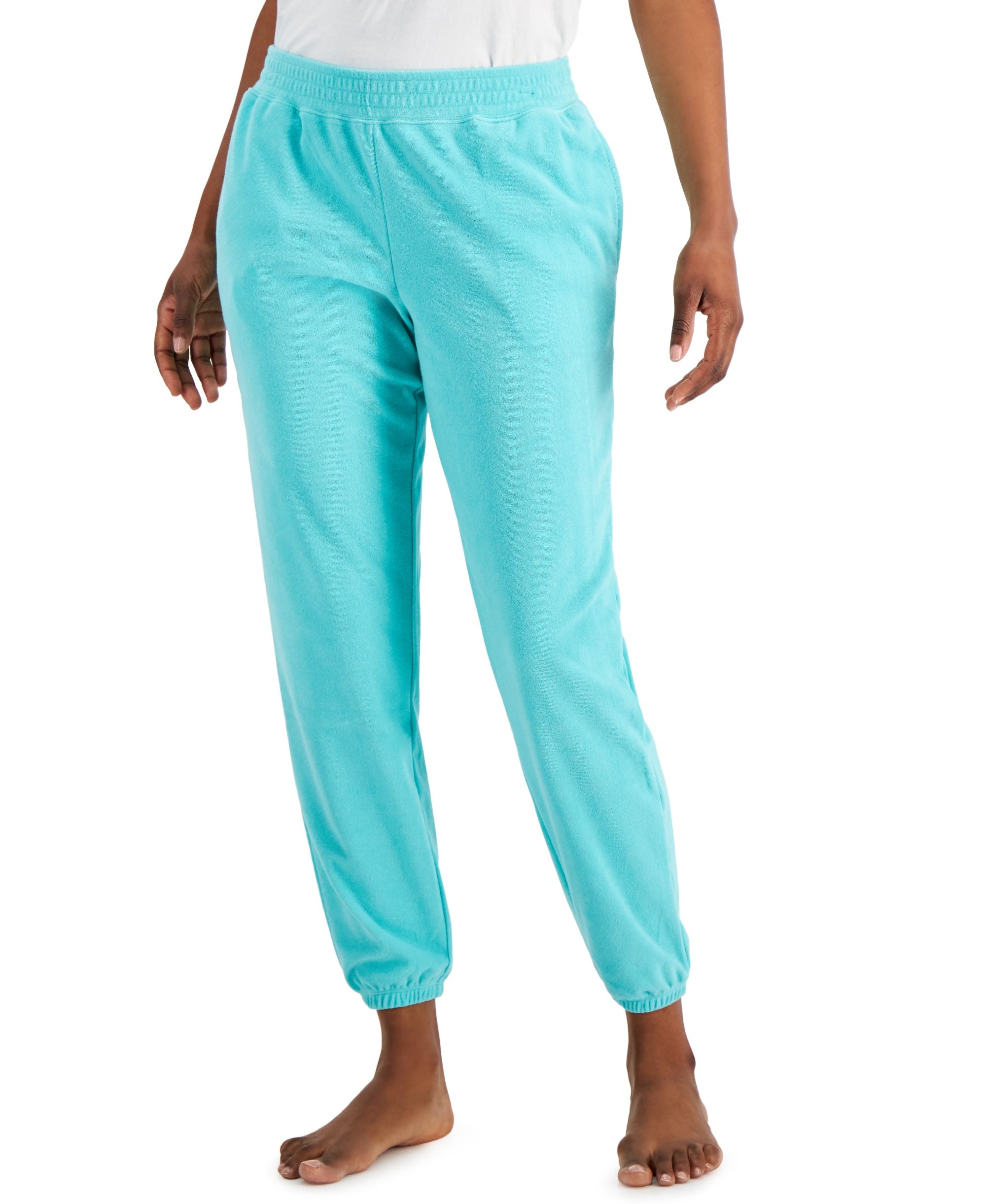 Jenni Womens Smocked Waist Terrycloth Jogger Pants