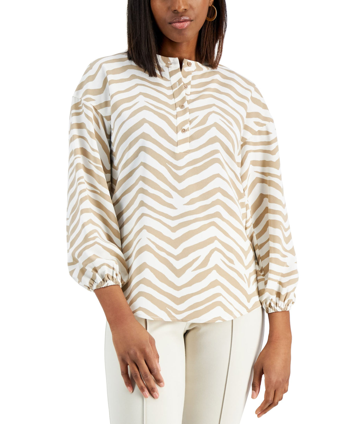 Alfani Printed 3/4 Sleeve Top