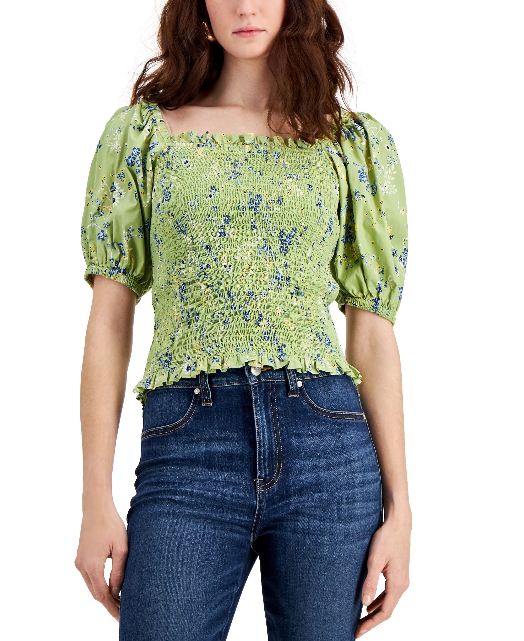 INC International Concepts Womens Smocked Top