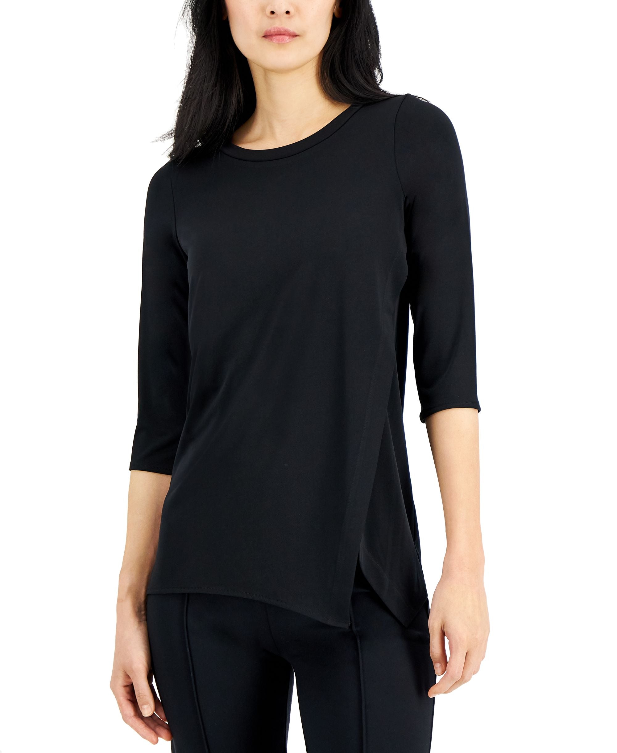 Alfani Petite Crossover Hem Tunic Top