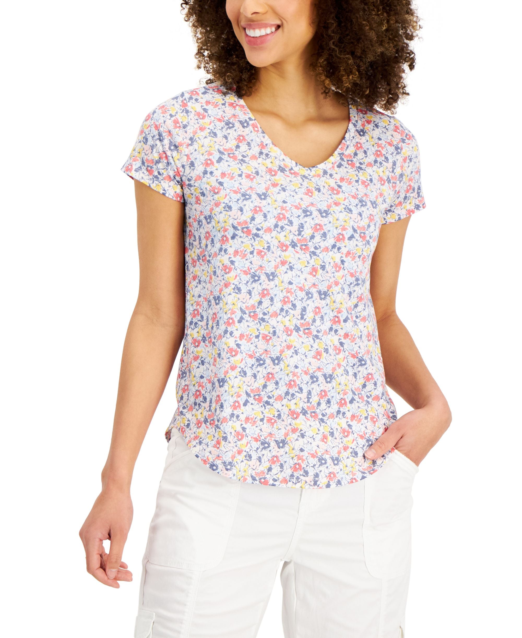 Style & Co Petite Floral Ditsy Print T-Shirt
