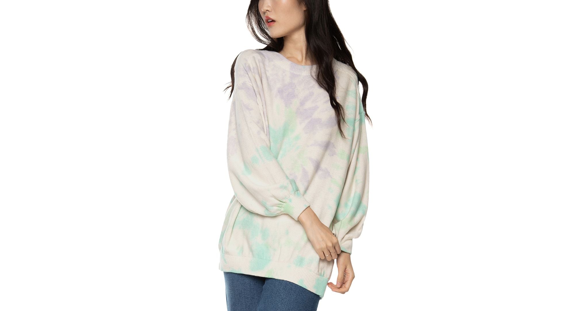 Black Tape Cotton Printed Drop Shoulder Sweater