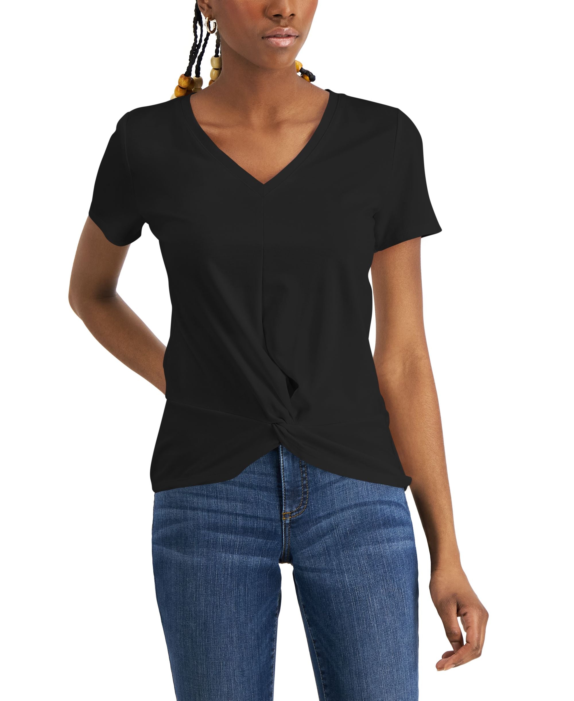 INC International Concepts Womens Twist Front Top