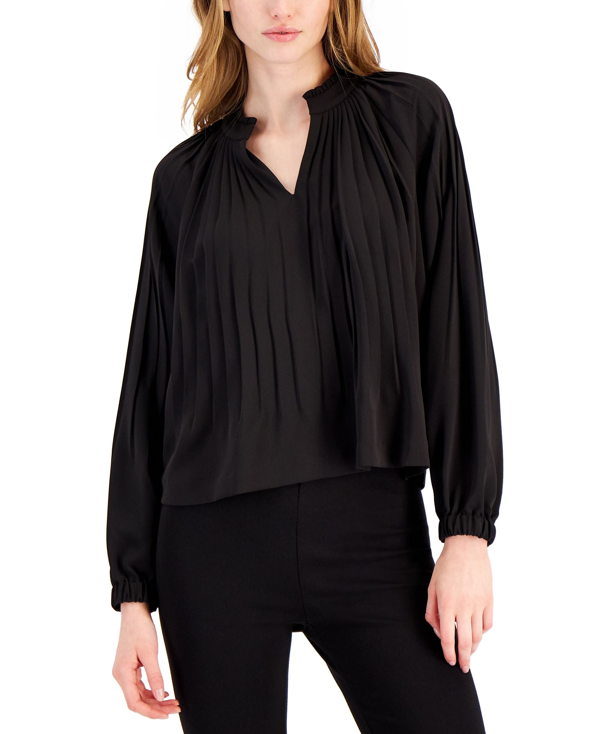 Alfani V Neck Pleated Top