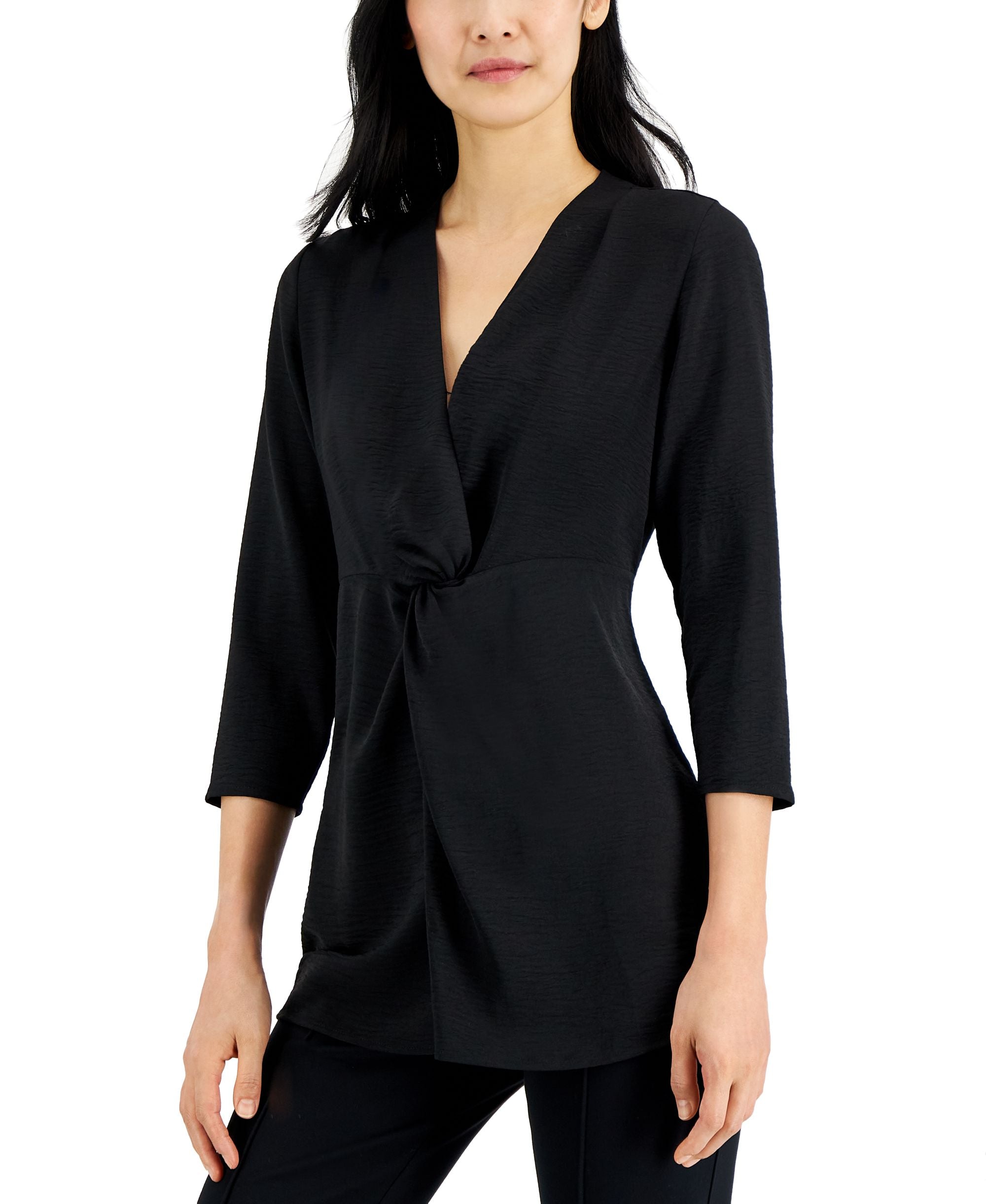 Alfani Womens Twist V Neck Tunic