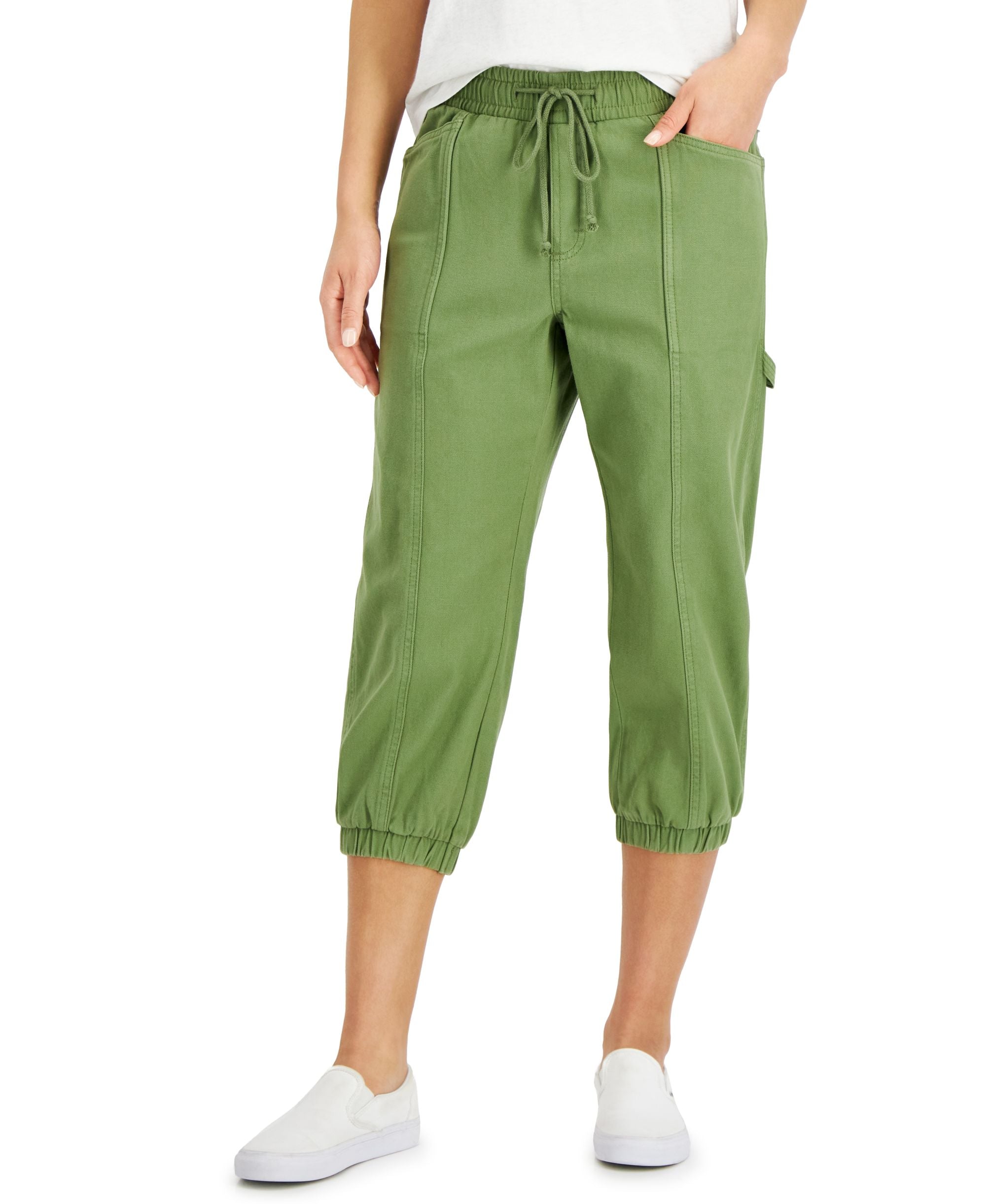 Style & Co Womens Twill Cropped Utility Pants