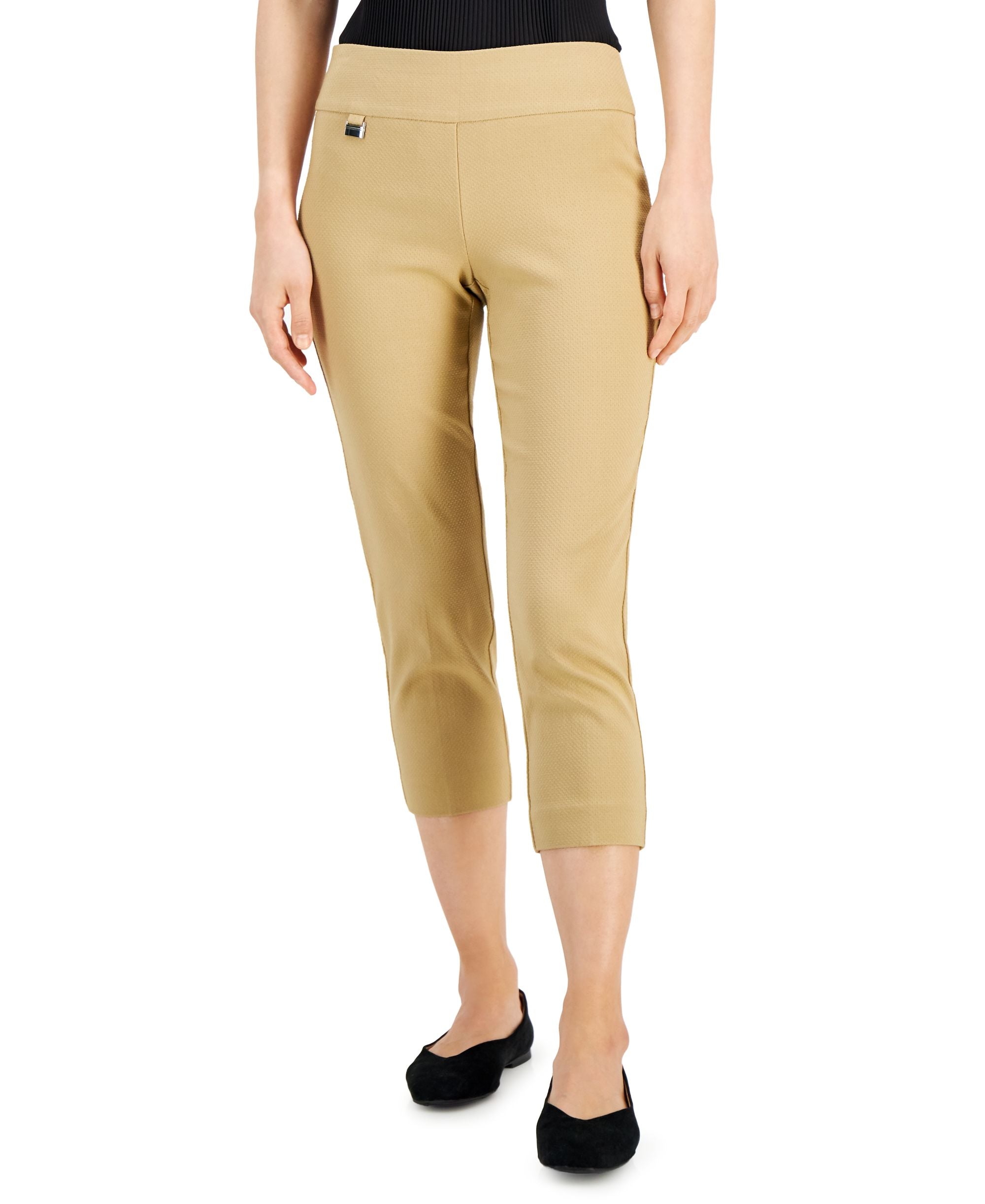Alfani Essential Textured Capri Pull On With Tummy Control
