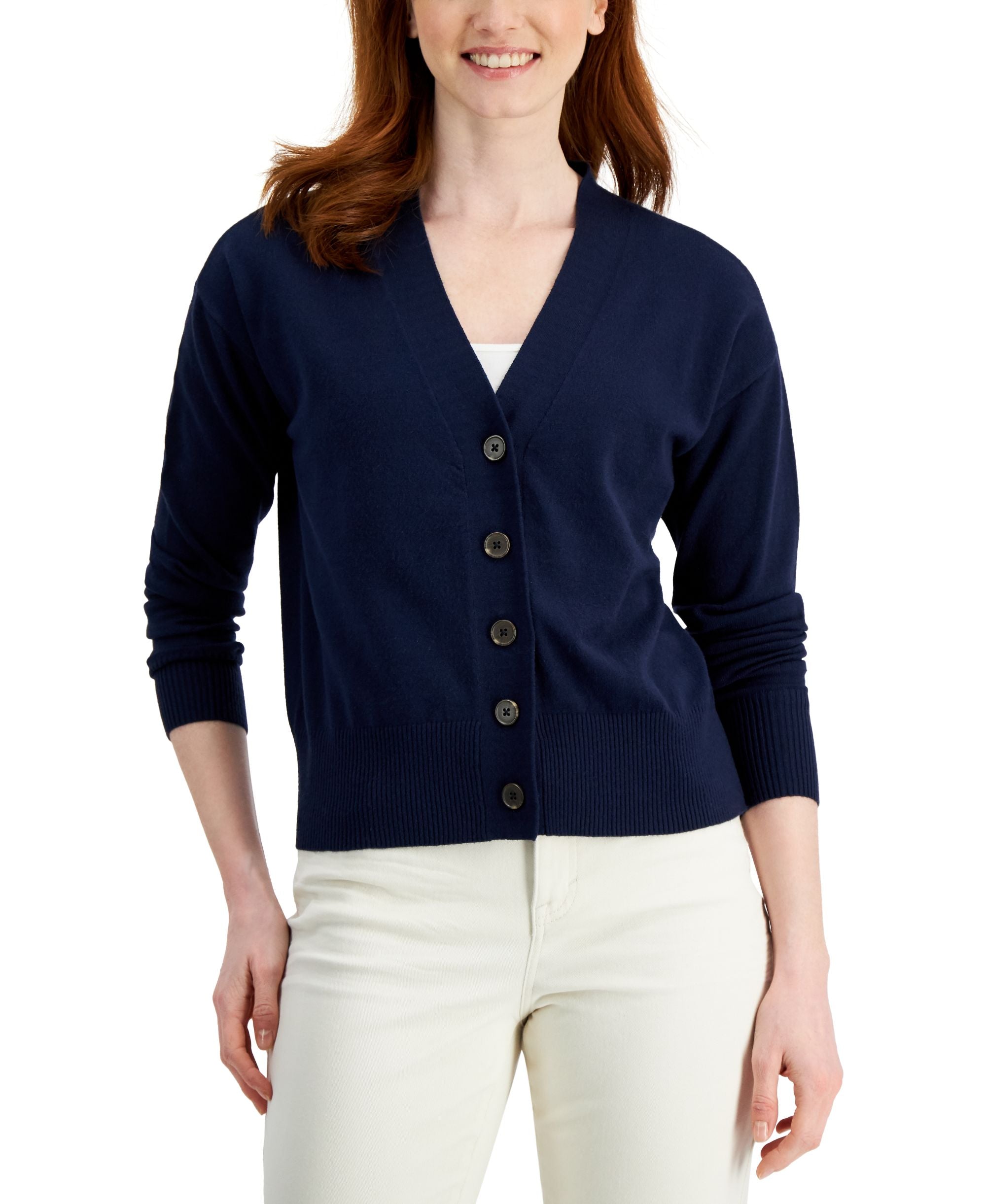 Style & Co Womens Cropped Button Cardigan
